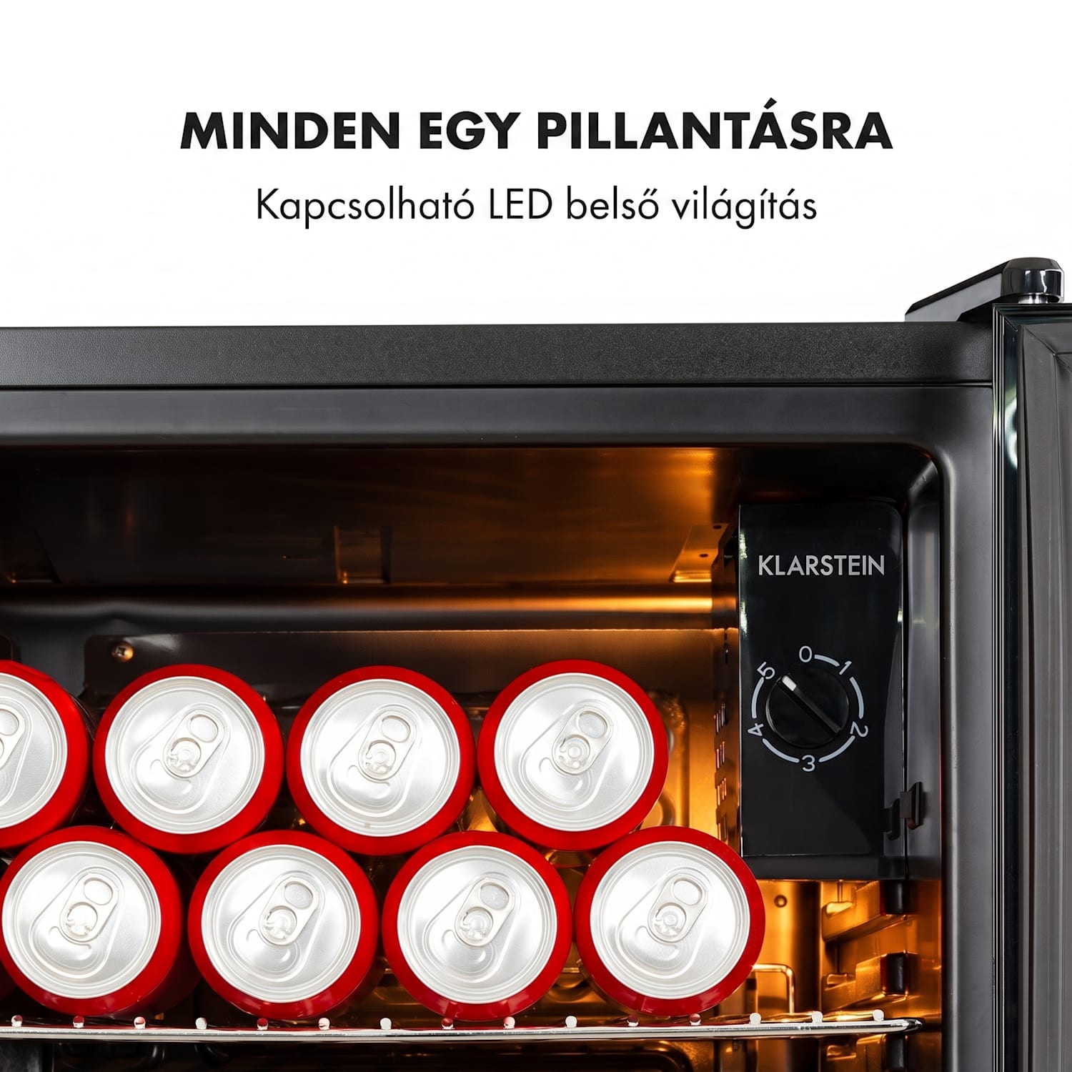 Beersafe XXL Onyx, hűtőszekrény, E energiahatékonysági osztály, 3 fém rács, panoráma üvegajtó 80 L | Fekete
