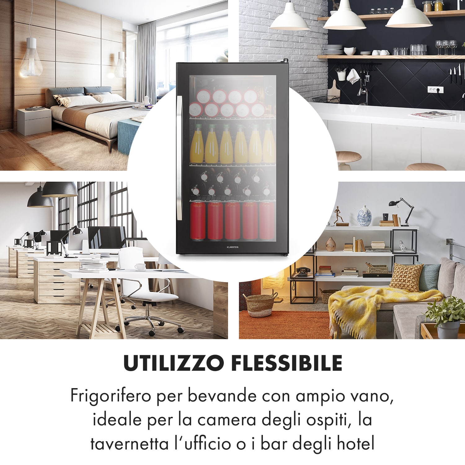 Beersafe XXL Onyx - Frigorifero, 80 litri, 3 ripiani, sportello panoramico in vetro 80 L | Nero