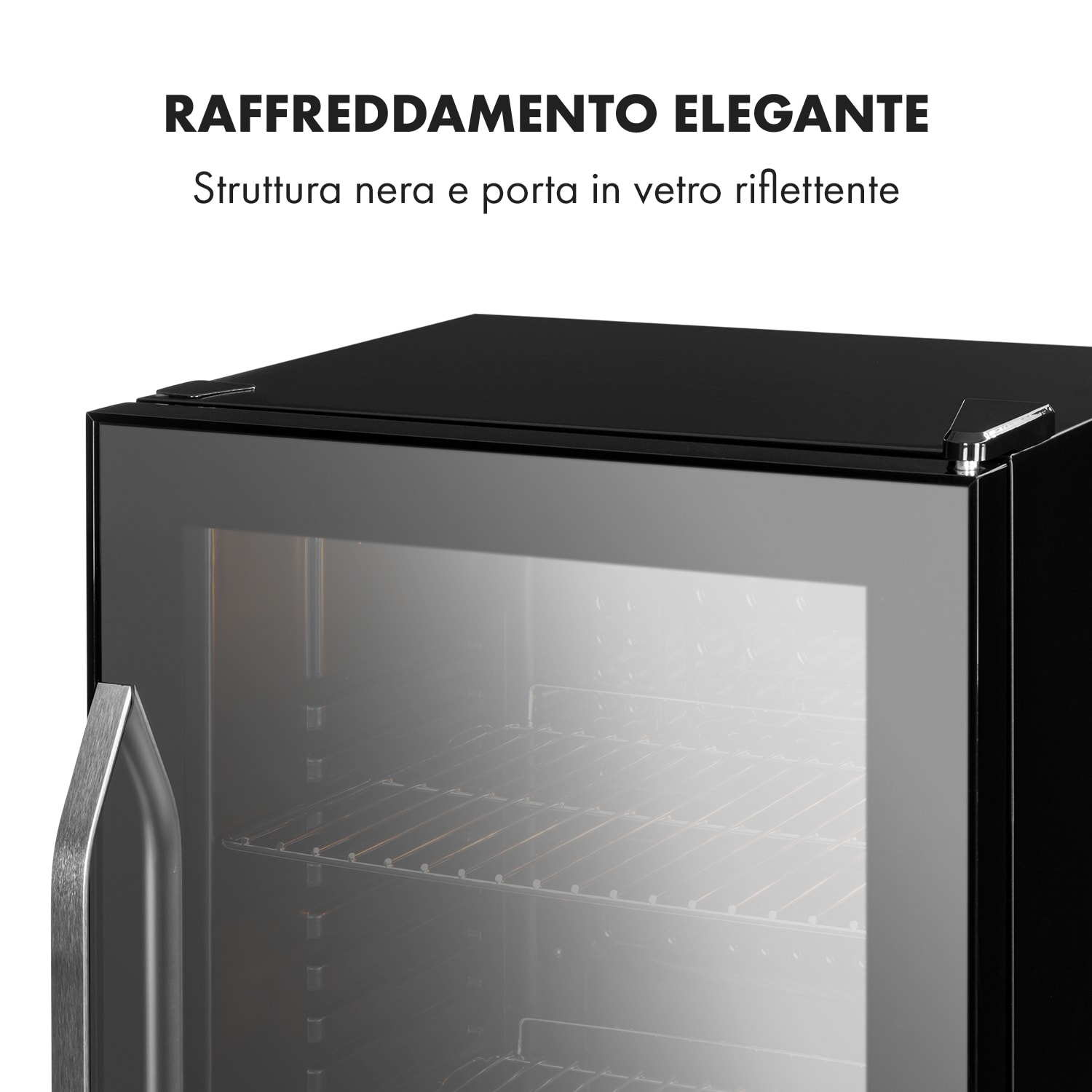 Beersafe XXL Onyx - Frigorifero, 80 litri, 3 ripiani, sportello panoramico in vetro 80 L | Nero