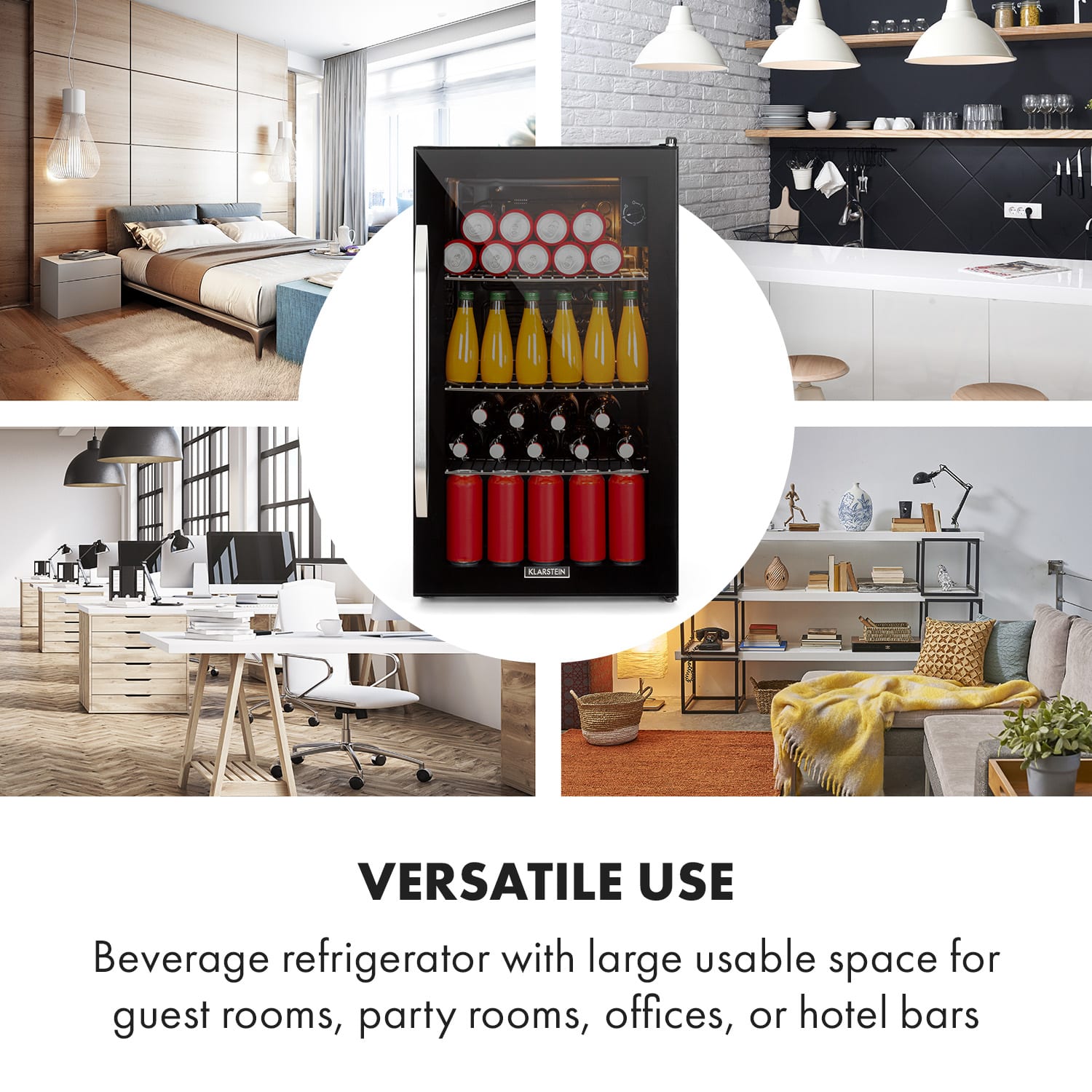 Beersafe XXL Onyx, lednice, energetická třída C, LED, 3 kovové rošty, skleněné dveře, černá 80 litrů | Černá