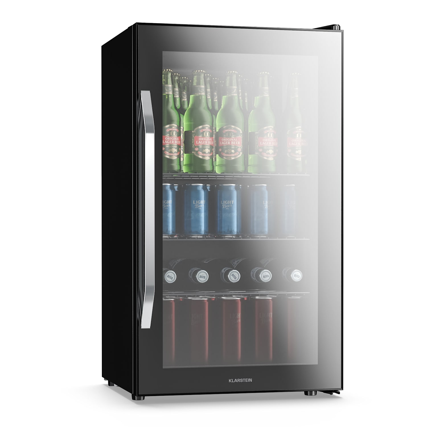 Nevera Beersafe XXL Onyx, 80 litros, 3 estantes, puerta de cristal panorámica 80 L | Negro