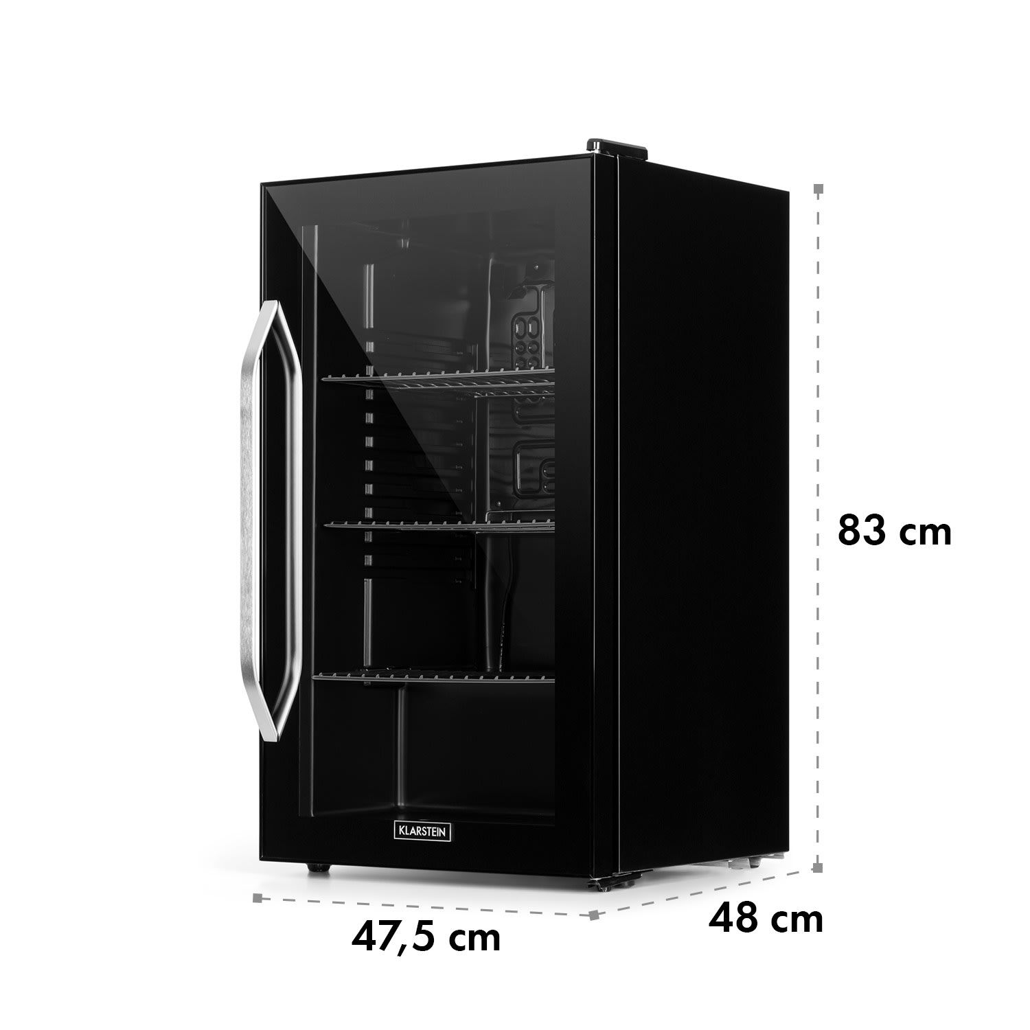 Beersafe XXL Onyx, lednice, energetická třída C, LED, 3 kovové rošty, skleněné dveře, černá 80 litrů | Černá