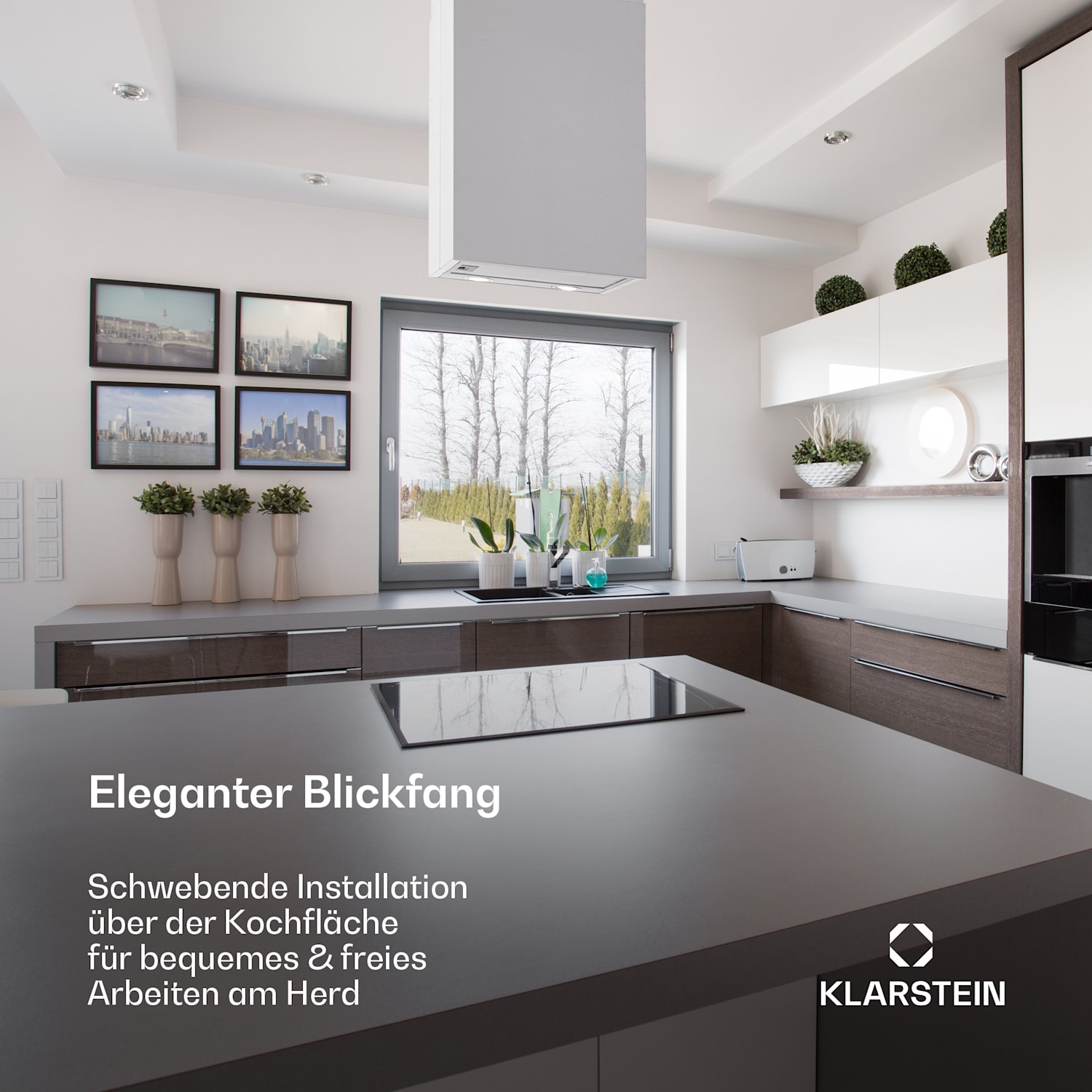 Structura Inselabzugshaube Abluft 624 m³/h max. LED-Licht Edelstahl Edelstahl