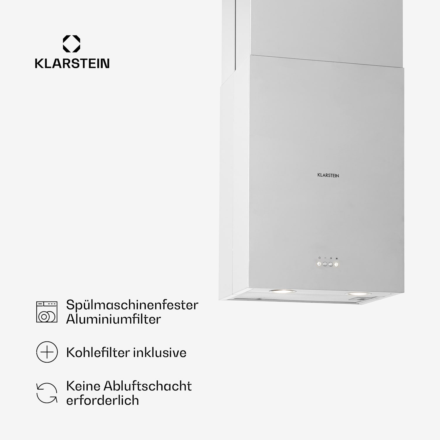 Structura Inselabzugshaube Abluft 624 m³/h max. LED-Licht Edelstahl Edelstahl