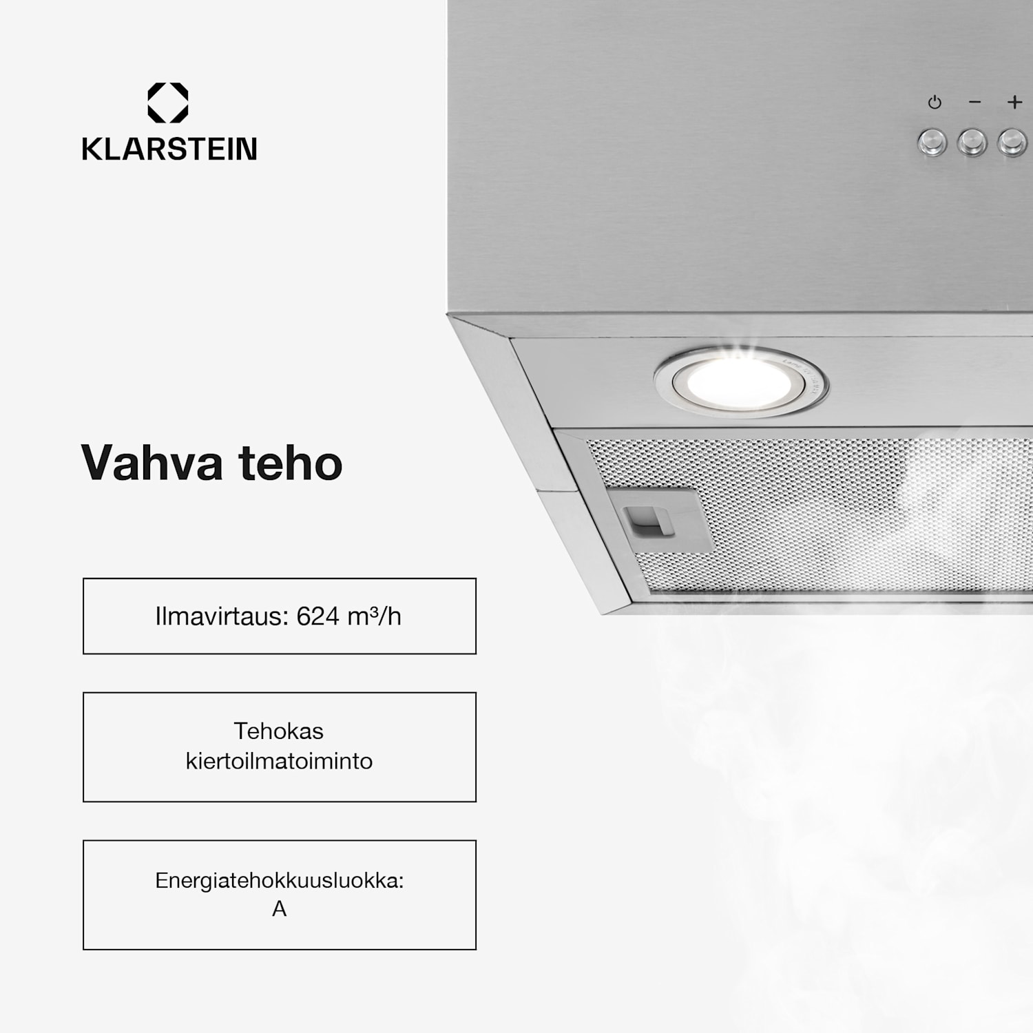 Structura liesituuletin poistoilma/kiertoilma max. 624 m³/h energiatehokkuusluokka A LED ruostumaton teräs Hopea