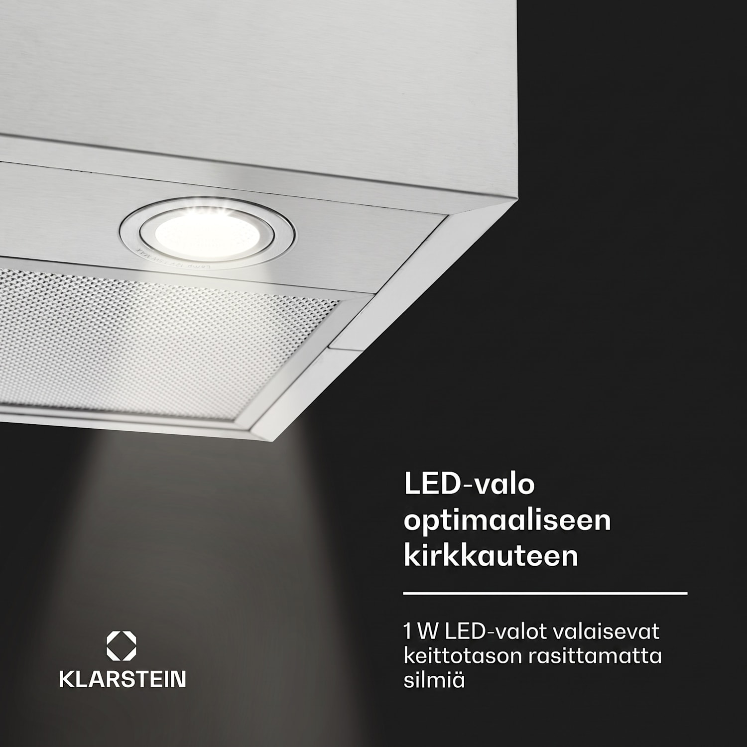 Structura liesituuletin poistoilma/kiertoilma max. 624 m³/h energiatehokkuusluokka A LED ruostumaton teräs Hopea