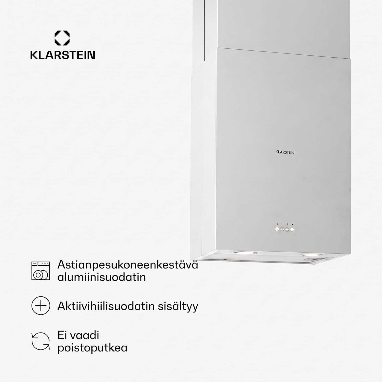 Structura liesituuletin poistoilma/kiertoilma max. 624 m³/h energiatehokkuusluokka A LED ruostumaton teräs Hopea
