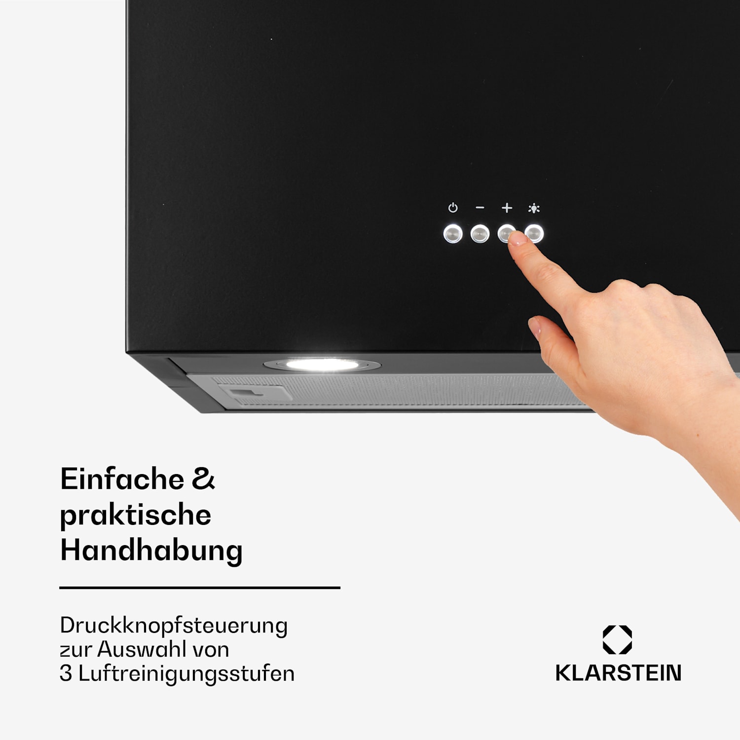 Structura Inselabzugshaube Abluft 624 m³/h max. LED-Licht Edelstahl Schwarz