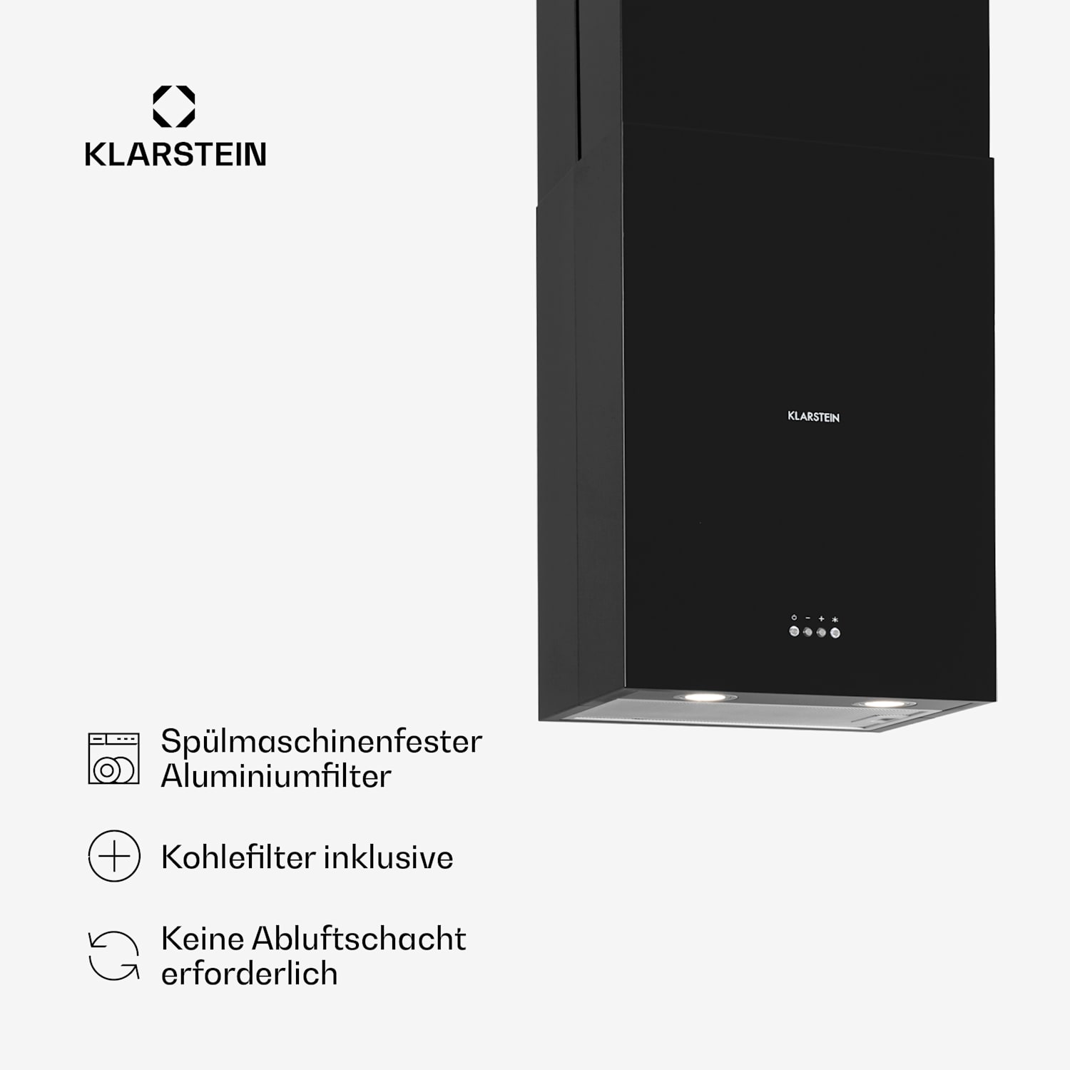 Structura Inselabzugshaube Abluft 624 m³/h max. LED-Licht Edelstahl Schwarz