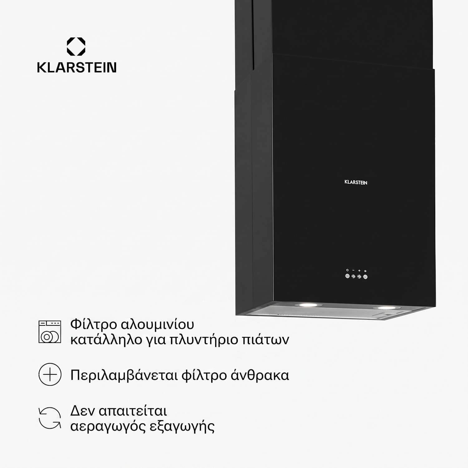 Structura, απορροφητήρας, 41 εκ., νησίδας, 624 μ³/ώ, A, LED, ανοξείδωτο ατσάλι, μαύρος Μαύρο
