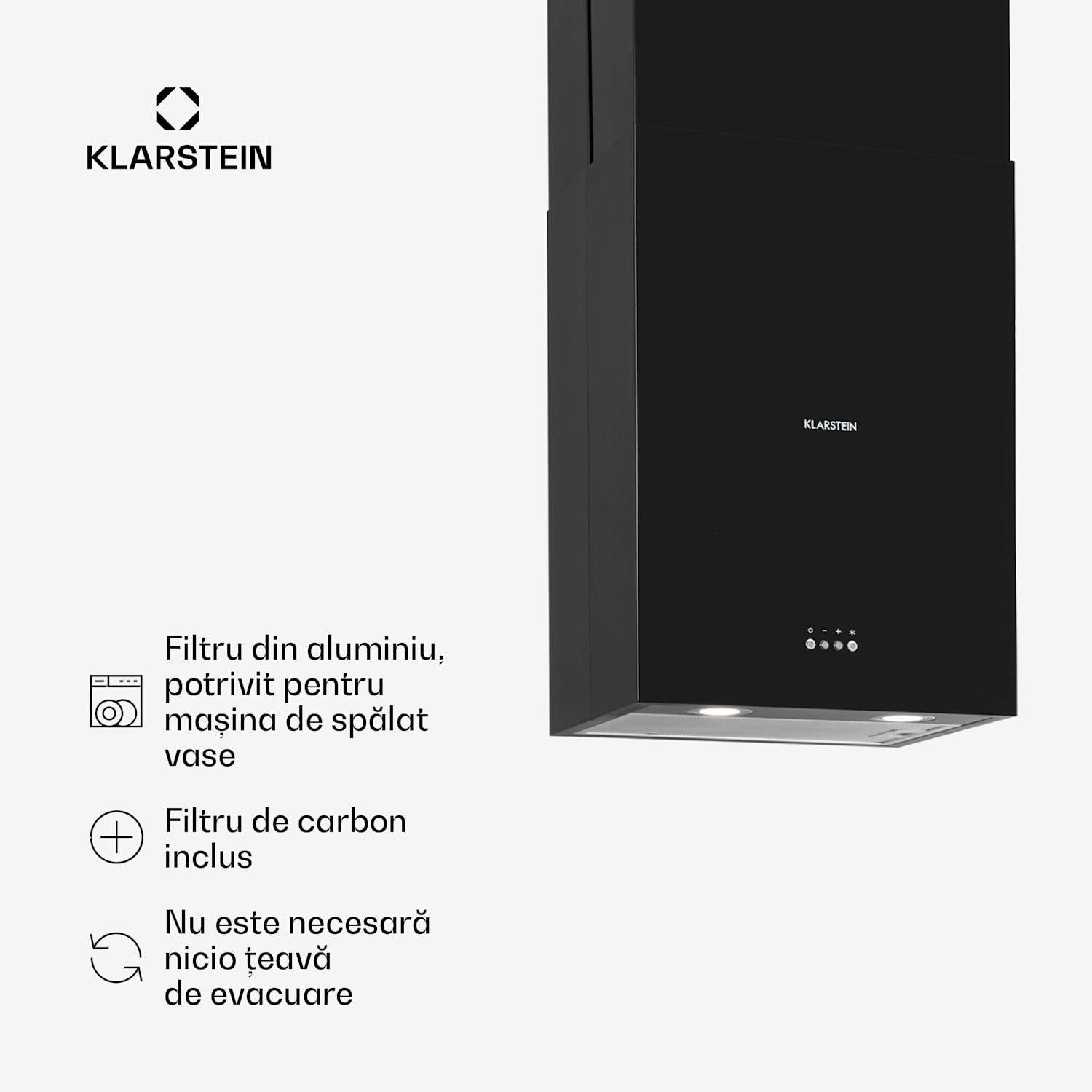 Structura, hotă, extracție / recirculare, max. 624 m³ / h, EEC A, LED, neagră Negru