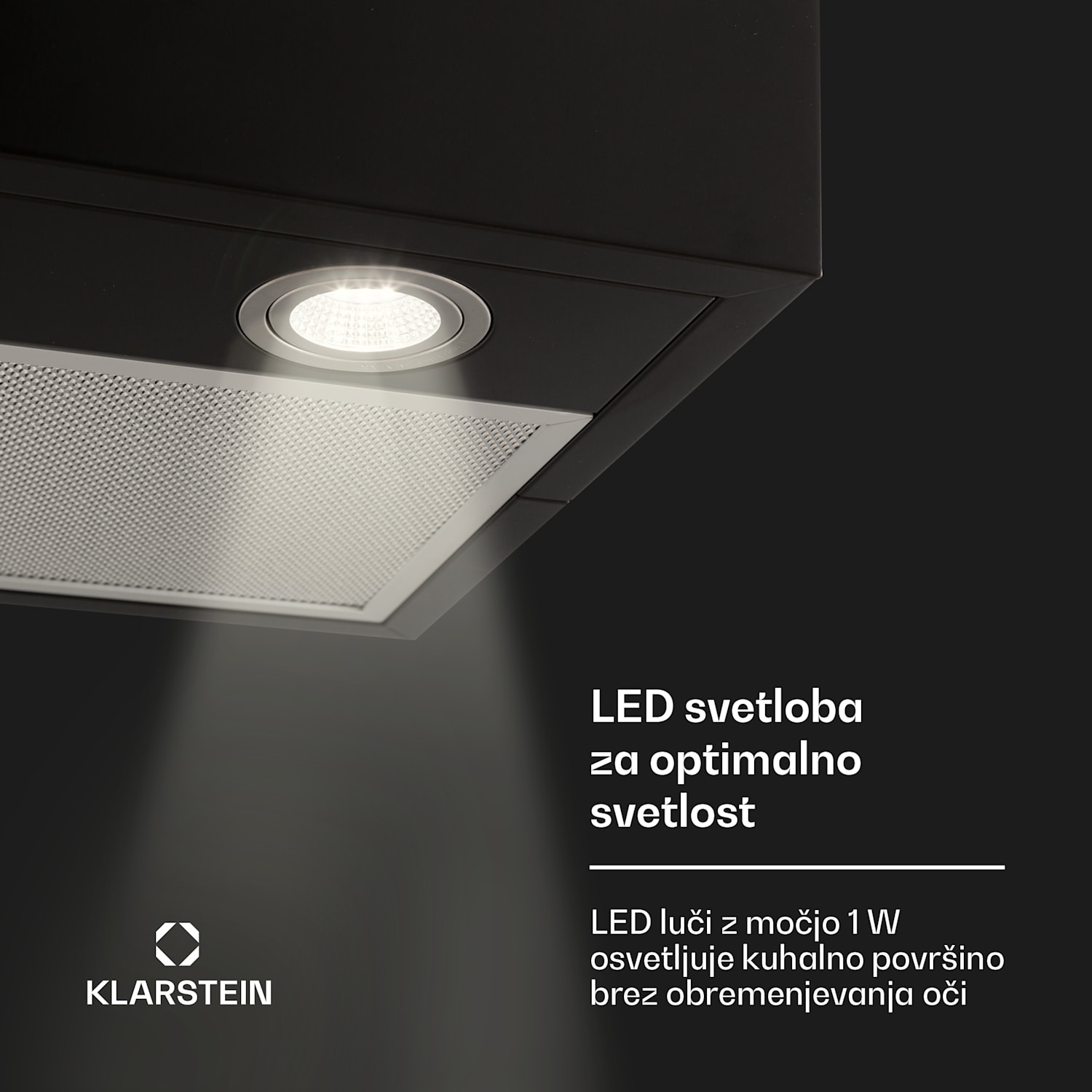 Structura, kuhinjska napa, sesanje/kroženje zraka, 624 m³/h max., EEC A, LED, črna Črna