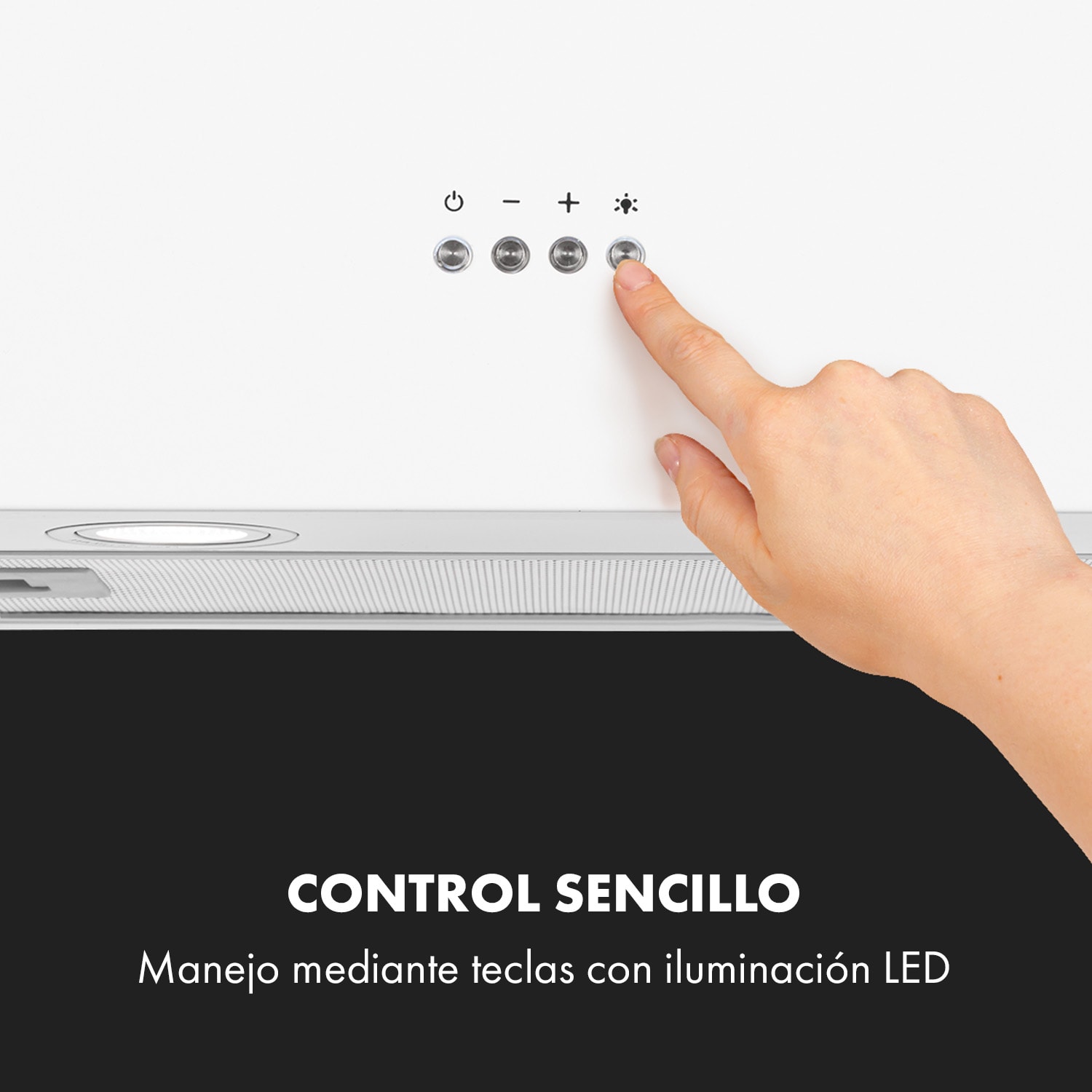 Structura Campana con modos extracción y recirculación 641m³/h máx. EEC A led Blanca Blanco