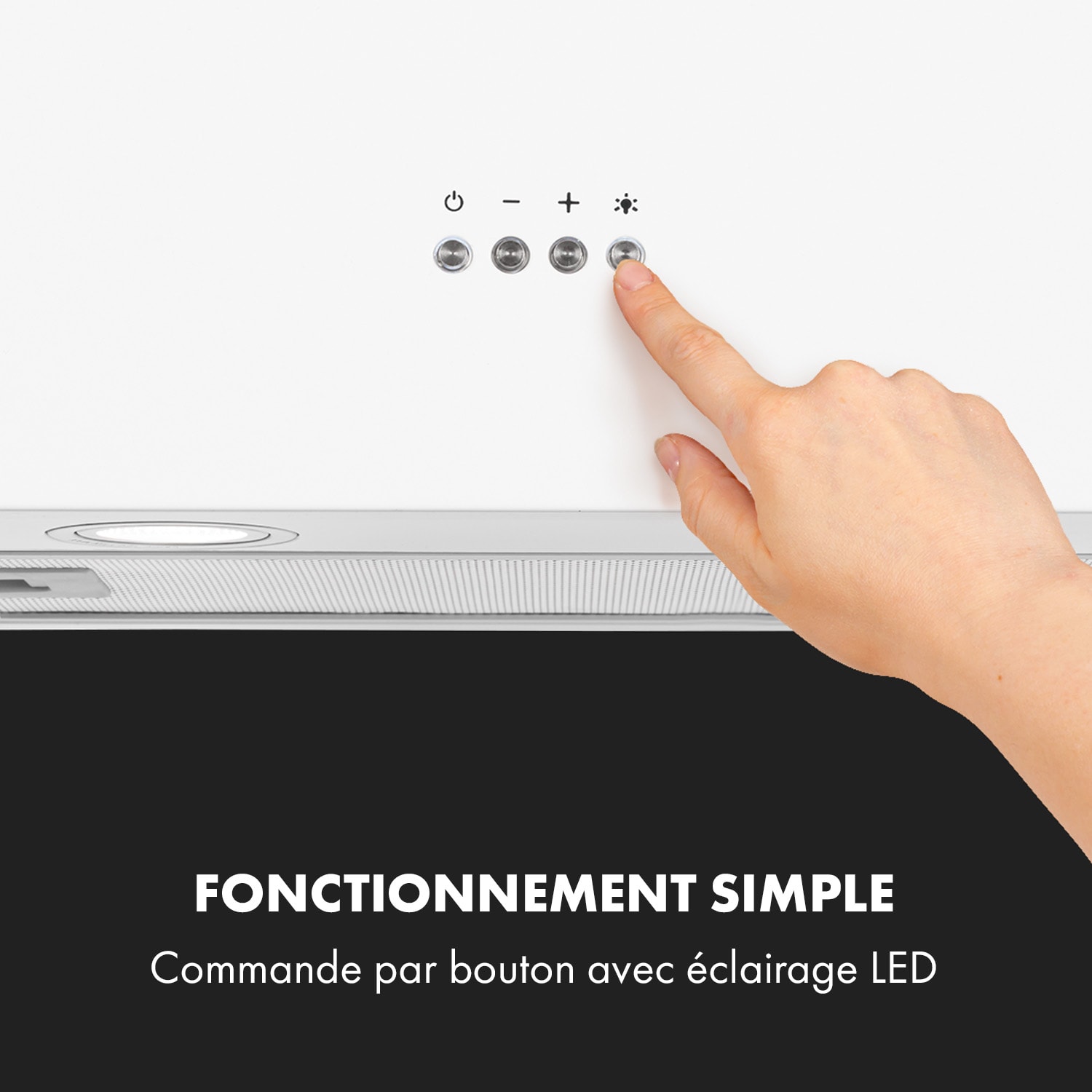 Structura hotte aspirante recyclage et évacuation de l'air, 641m³/h max, classe A, LED, blanche Blanc