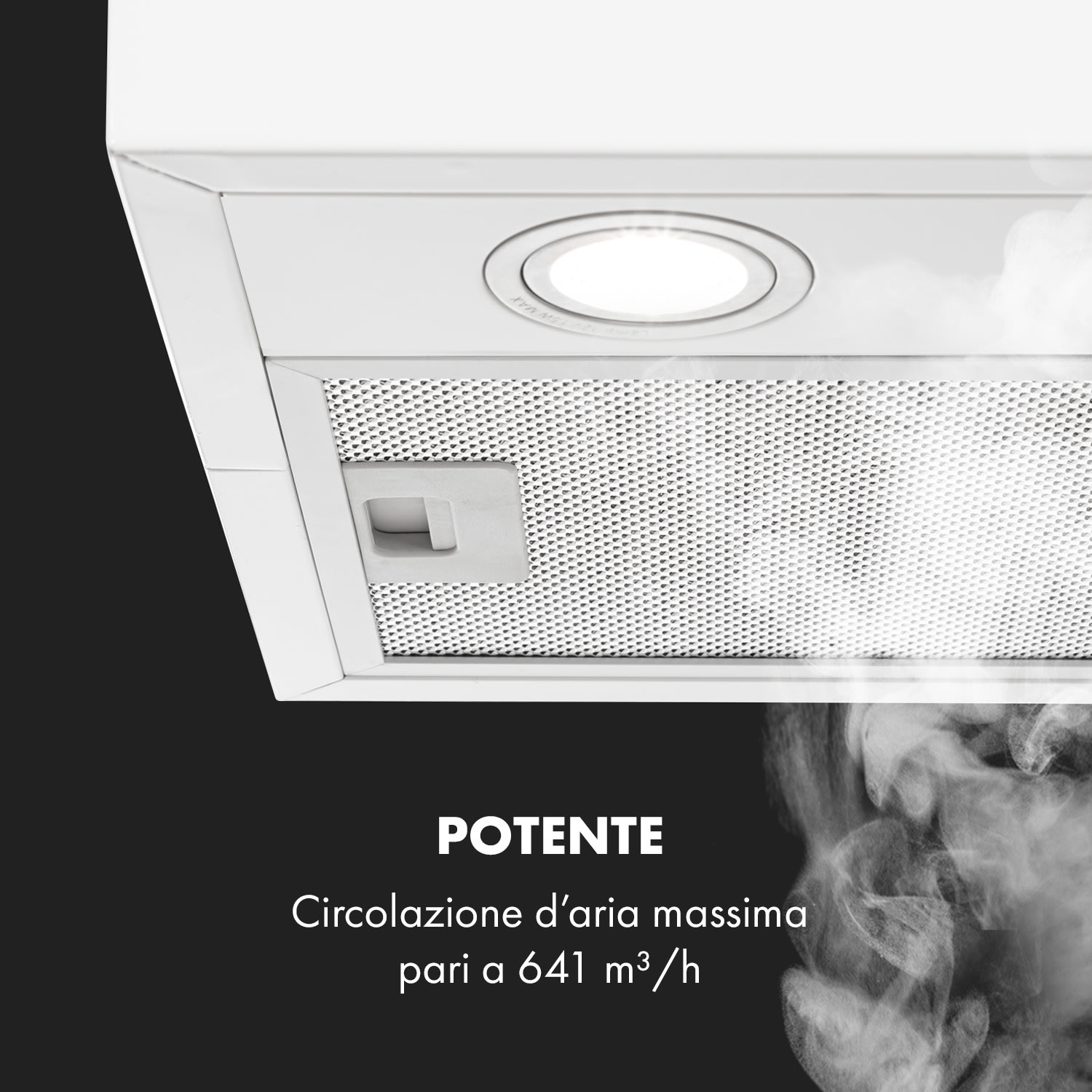Structura Cappa Aspirante Scarico/Ricircolo 641m³/h max. Classe A LED bianco Bianco