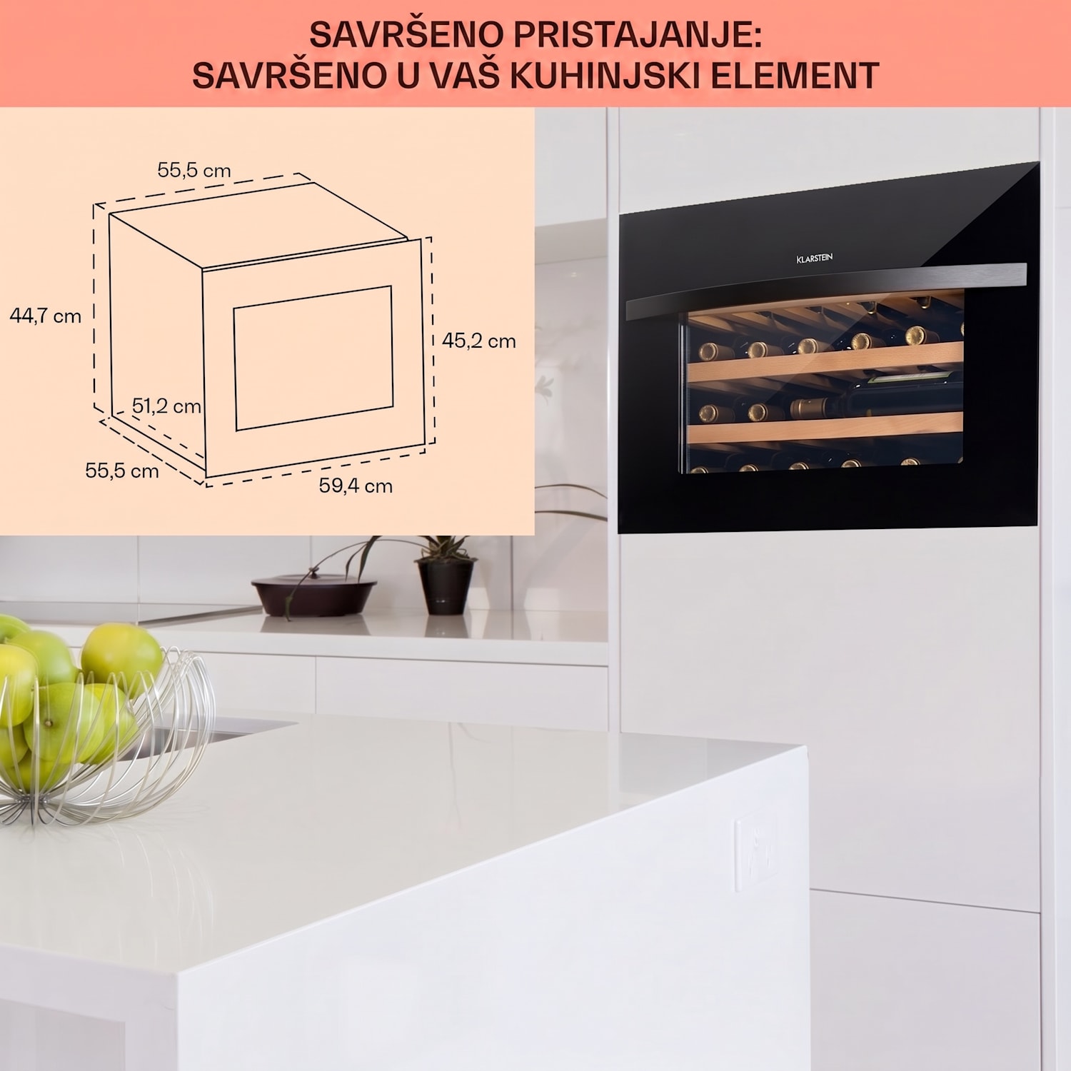 Vinsider 24 Built-In Uno, vinoteka, 1 zona, 24 boce, EEK G 24 boce | 1 | Crna