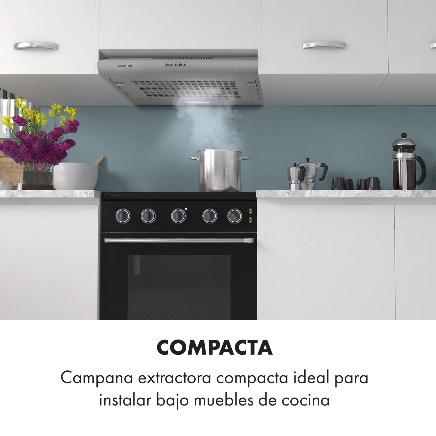 Capannina Campana extractora encastrable 60cm 166m³/h LED acero inoxidable color plateado 