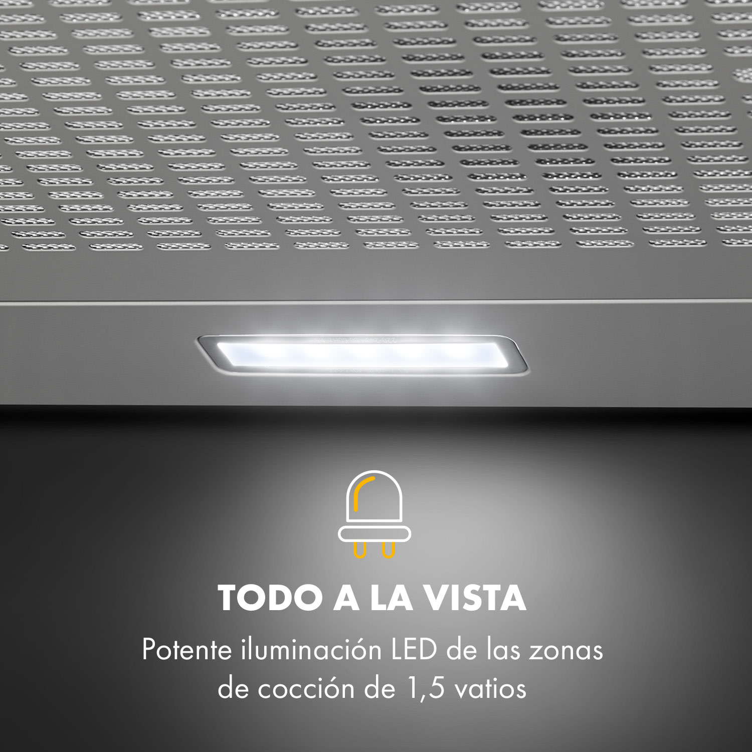 Capannina Campana extractora encastrable 60cm 166m³/h LED acero inoxidable color plateado 