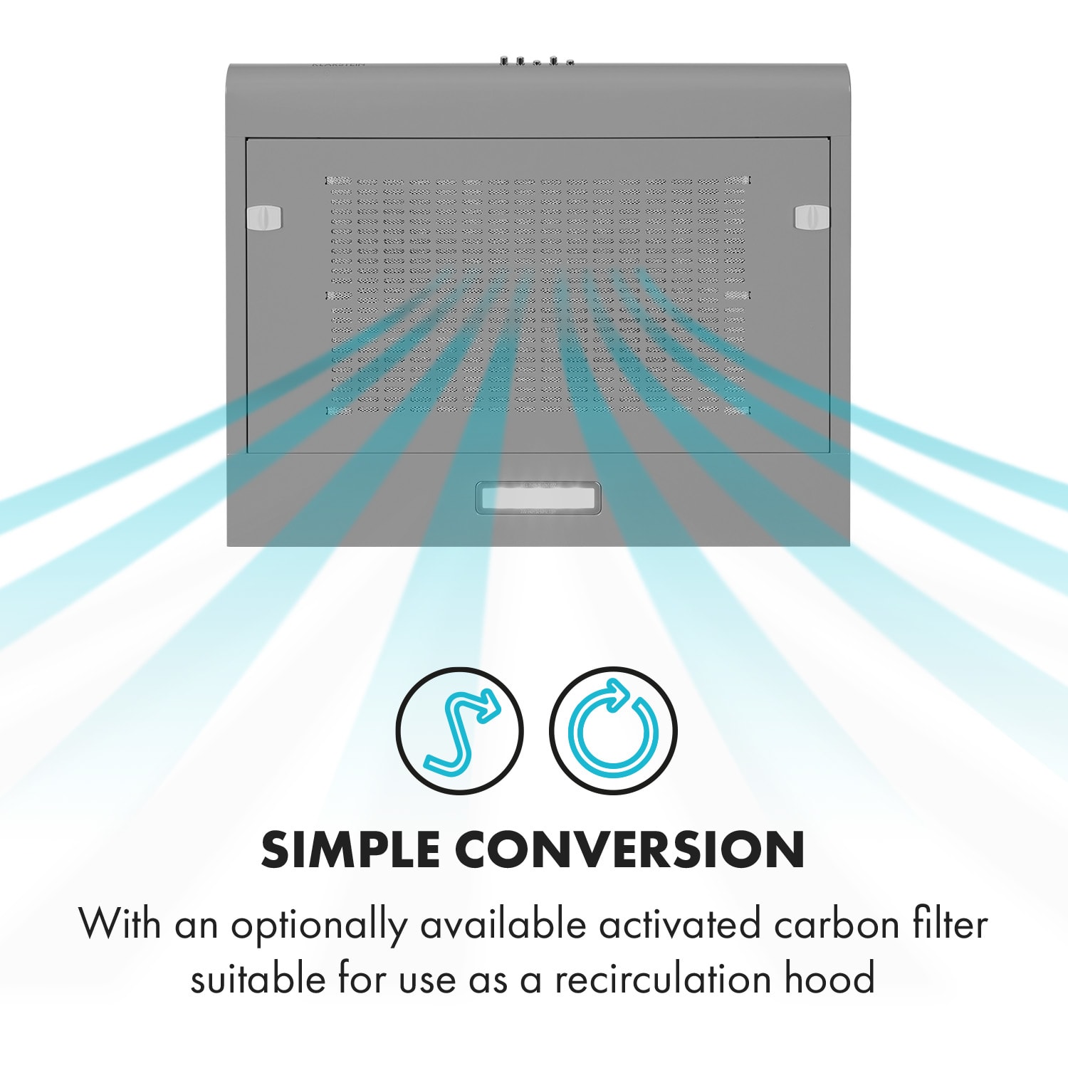 Capannina, hotă încorporabilă sub raft, 60 cm, 166 m³ / h, LED,oțel inoxidabil, argintiu Buttons | Gri închis