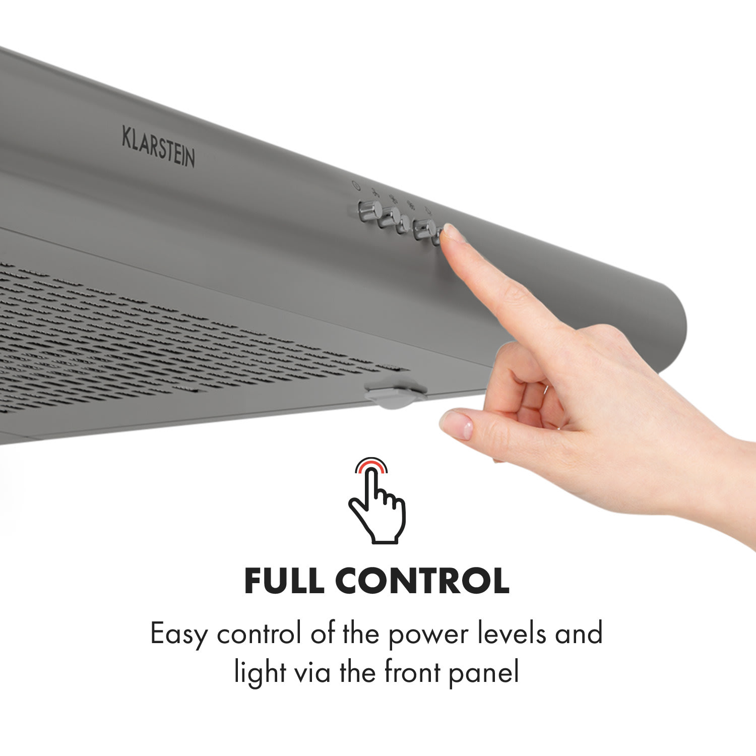 Capannina, hotă încorporabilă sub raft, 60 cm, 166 m³ / h, LED,oțel inoxidabil, argintiu Buttons | Gri închis