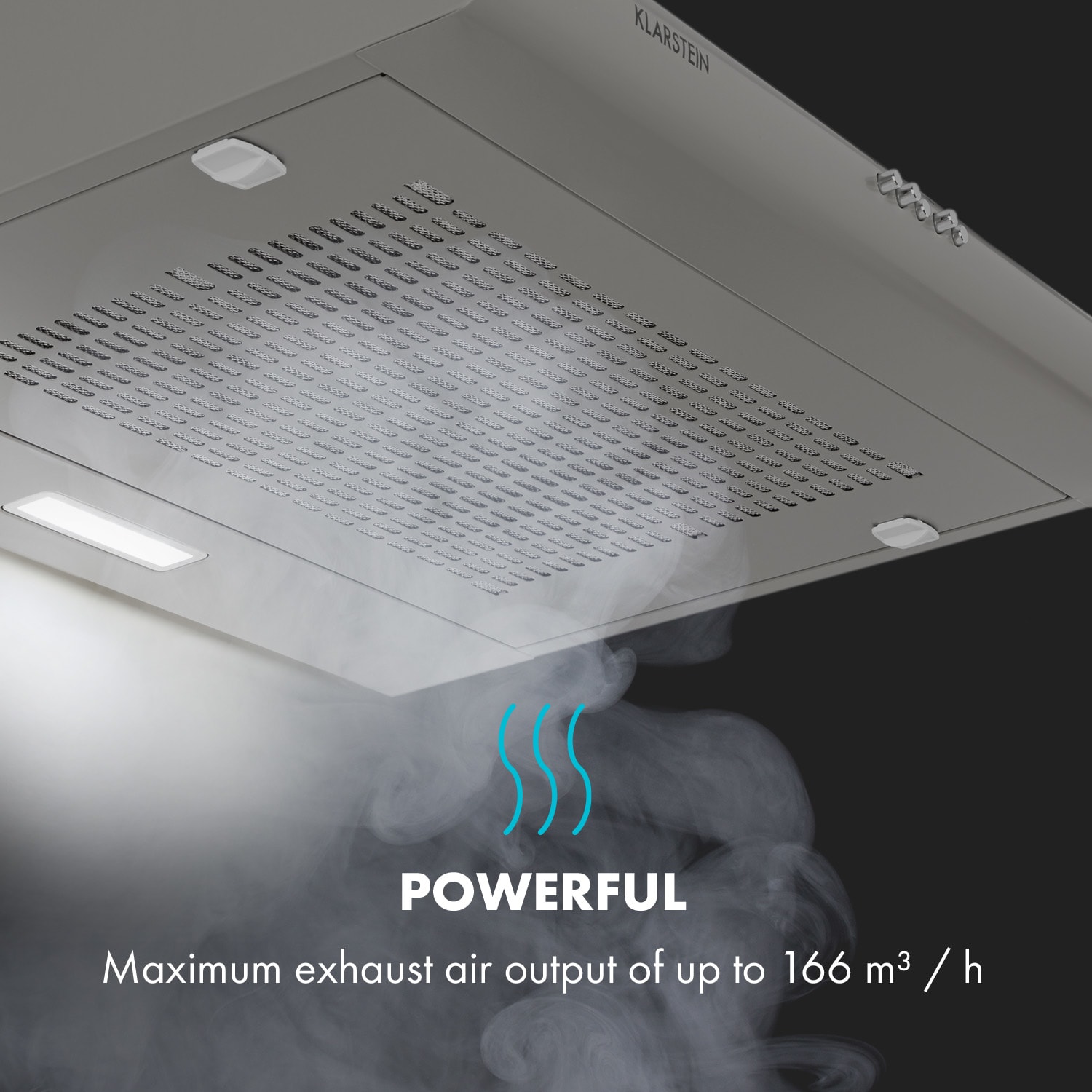 Capannina, hotă încorporabilă sub raft, 60 cm, 166 m³ / h, LED,oțel inoxidabil, argintiu Buttons | Gri închis