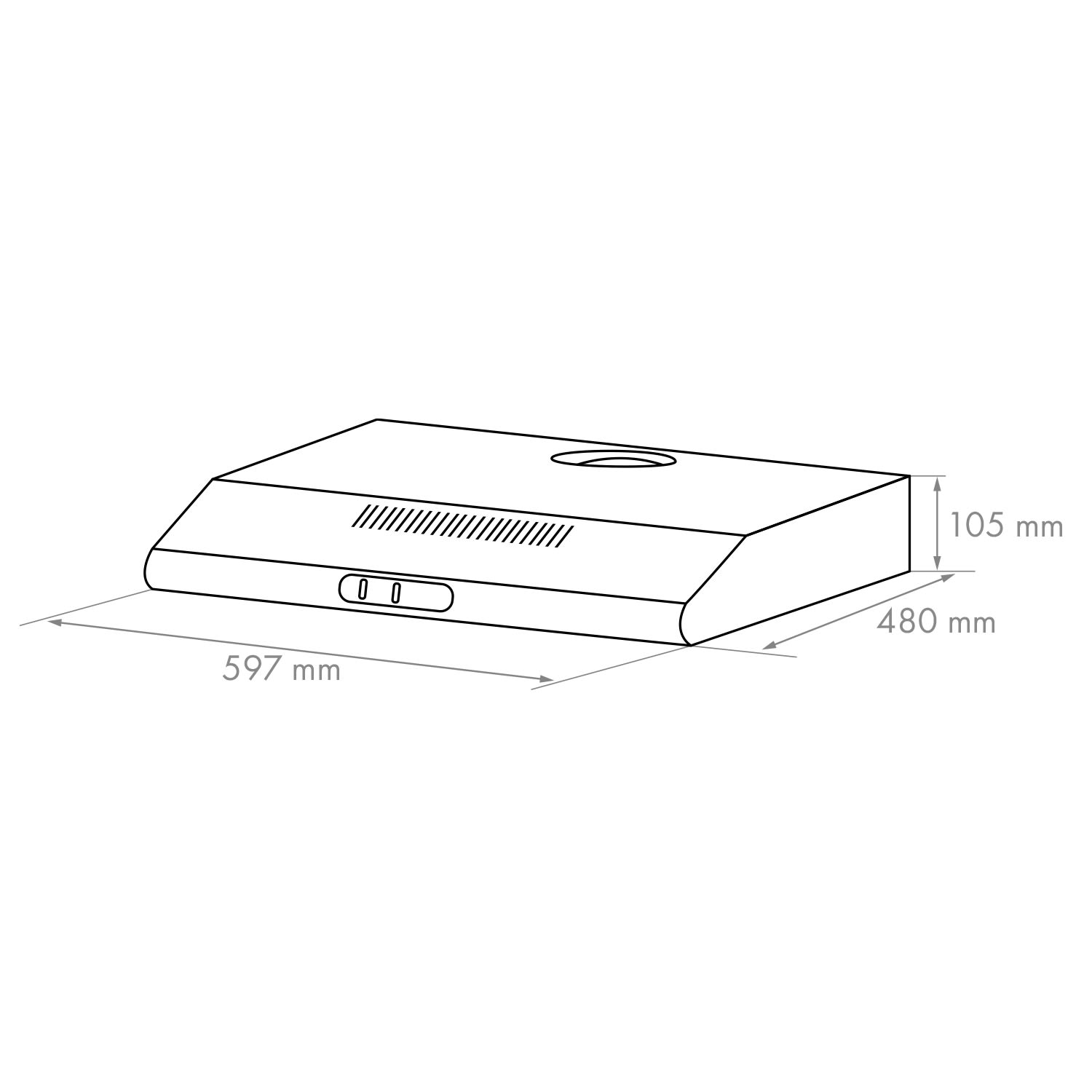 Capannina, okap kuchenny podszafkowy, 60 cm, 166 m³/h, LED, regulator suwakowy, kolor srebrny