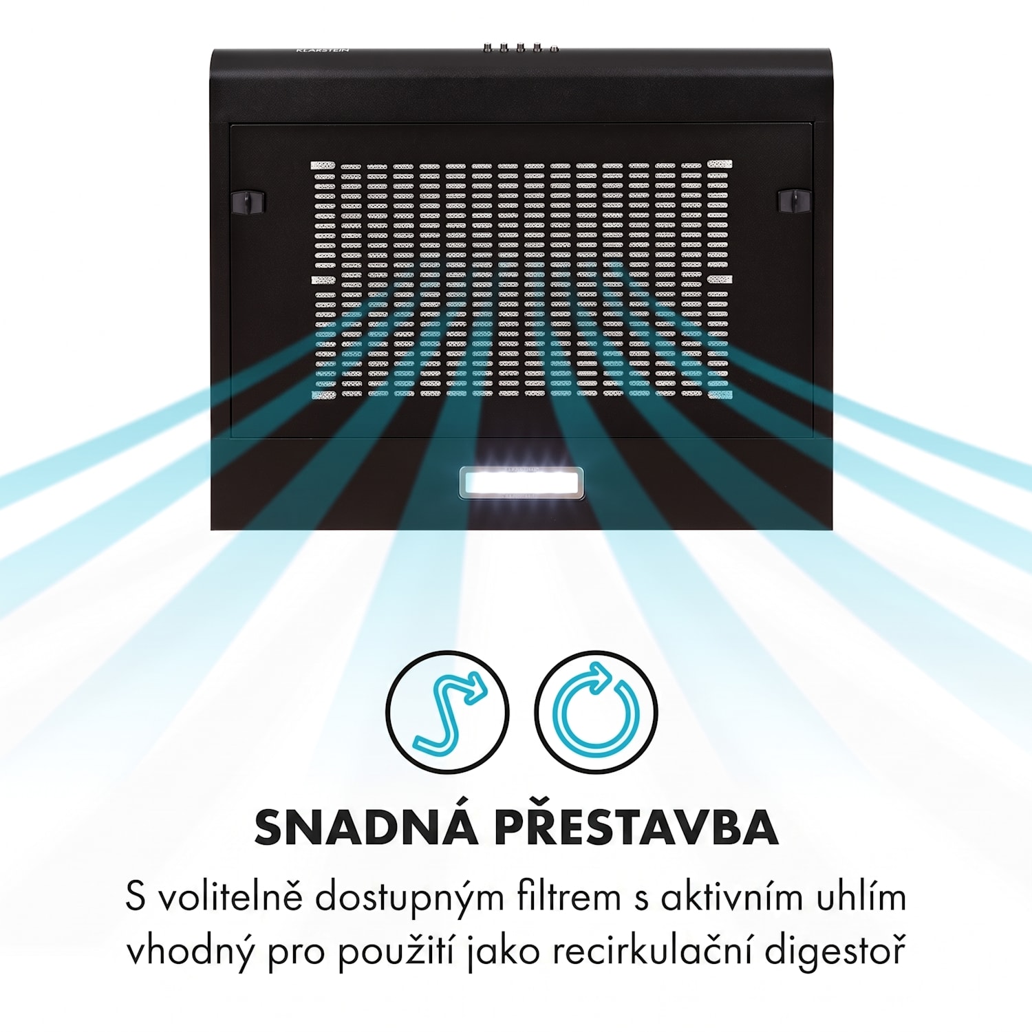 Capannina, digestoř, 60 cm, podskříňková, 166 m³/h, LED, ušlechtilá ocel, černá Buttons | Černá