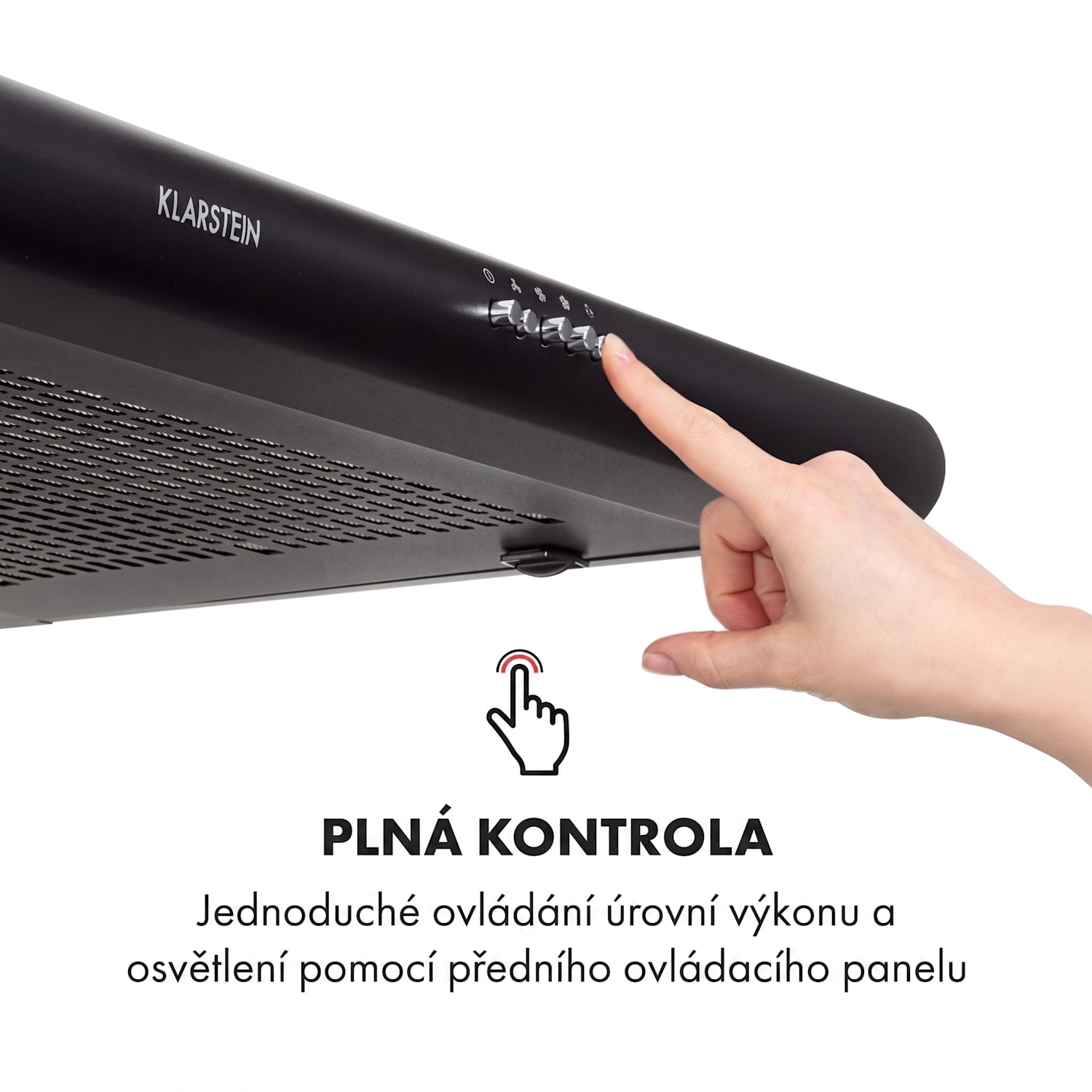 Capannina, digestoř, 60 cm, podskříňková, 166 m³/h, LED, ušlechtilá ocel, černá Buttons | Černá