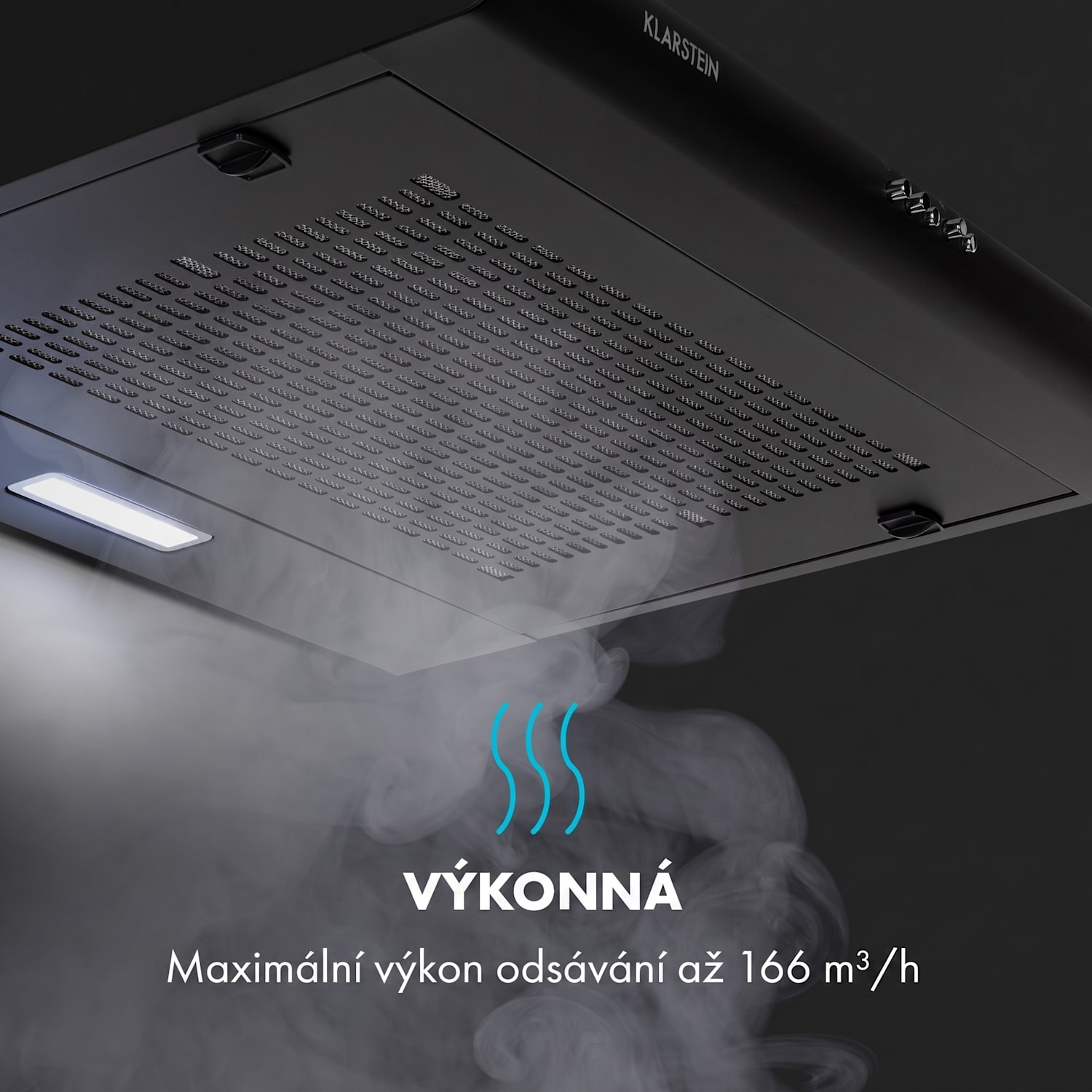 Capannina, digestoř, 60 cm, podskříňková, 166 m³/h, LED, ušlechtilá ocel, černá Buttons | Černá