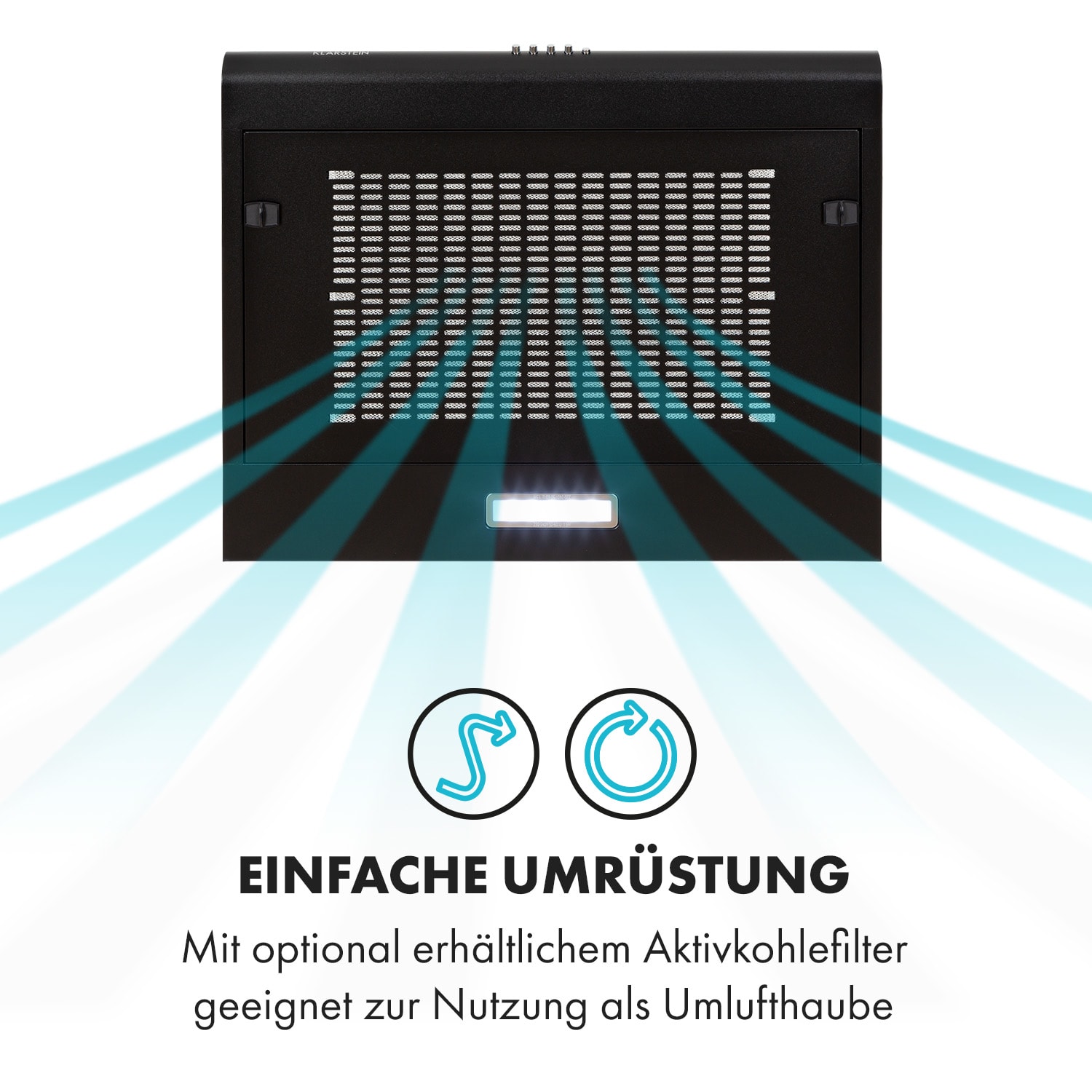 Capannina Unterbau-Abzugshaube 60cm 166m³/h LED Edelstahl schwarz Druckknöpfe | Schwarz