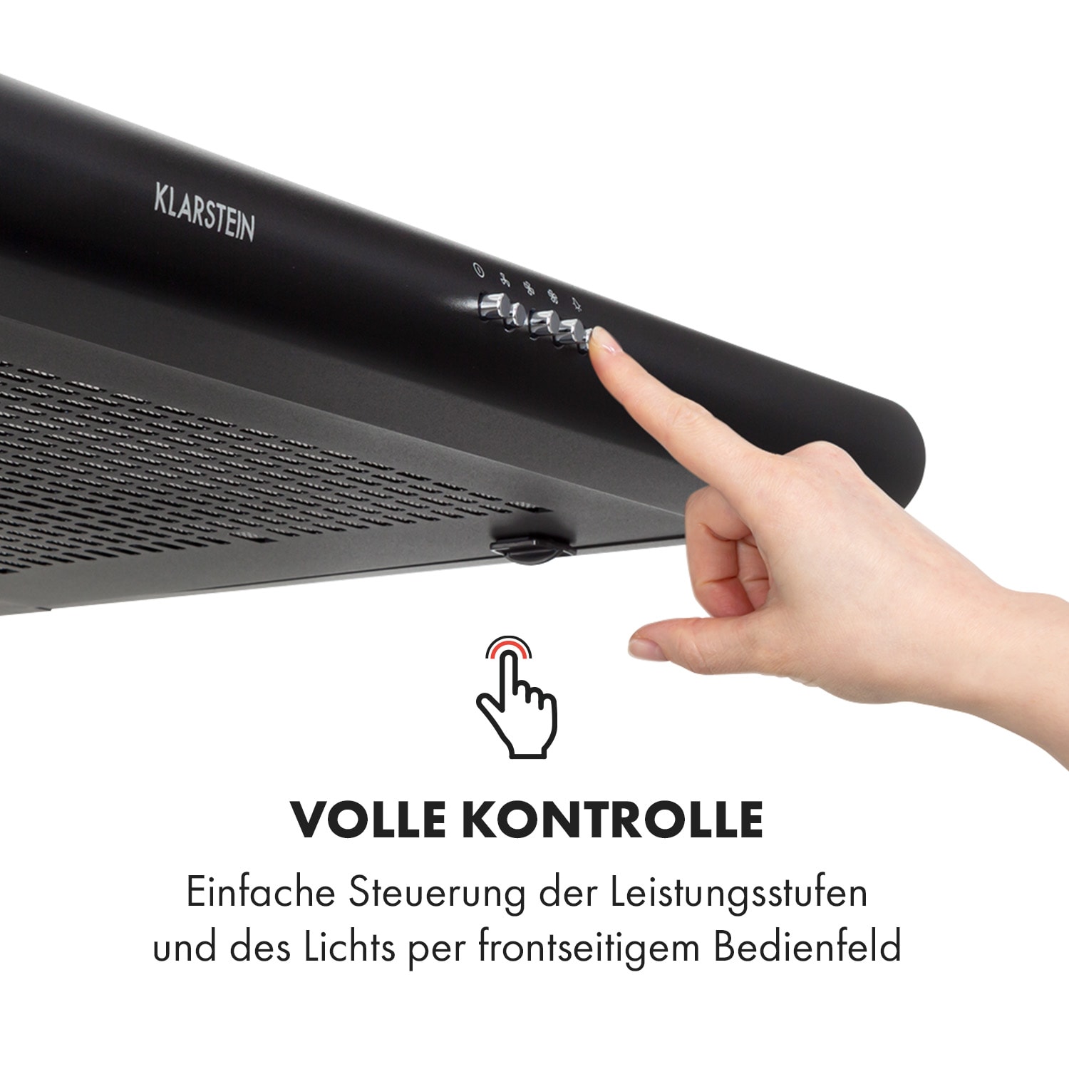 Capannina Unterbau-Abzugshaube 60cm 166m³/h LED Edelstahl schwarz Druckknöpfe | Schwarz