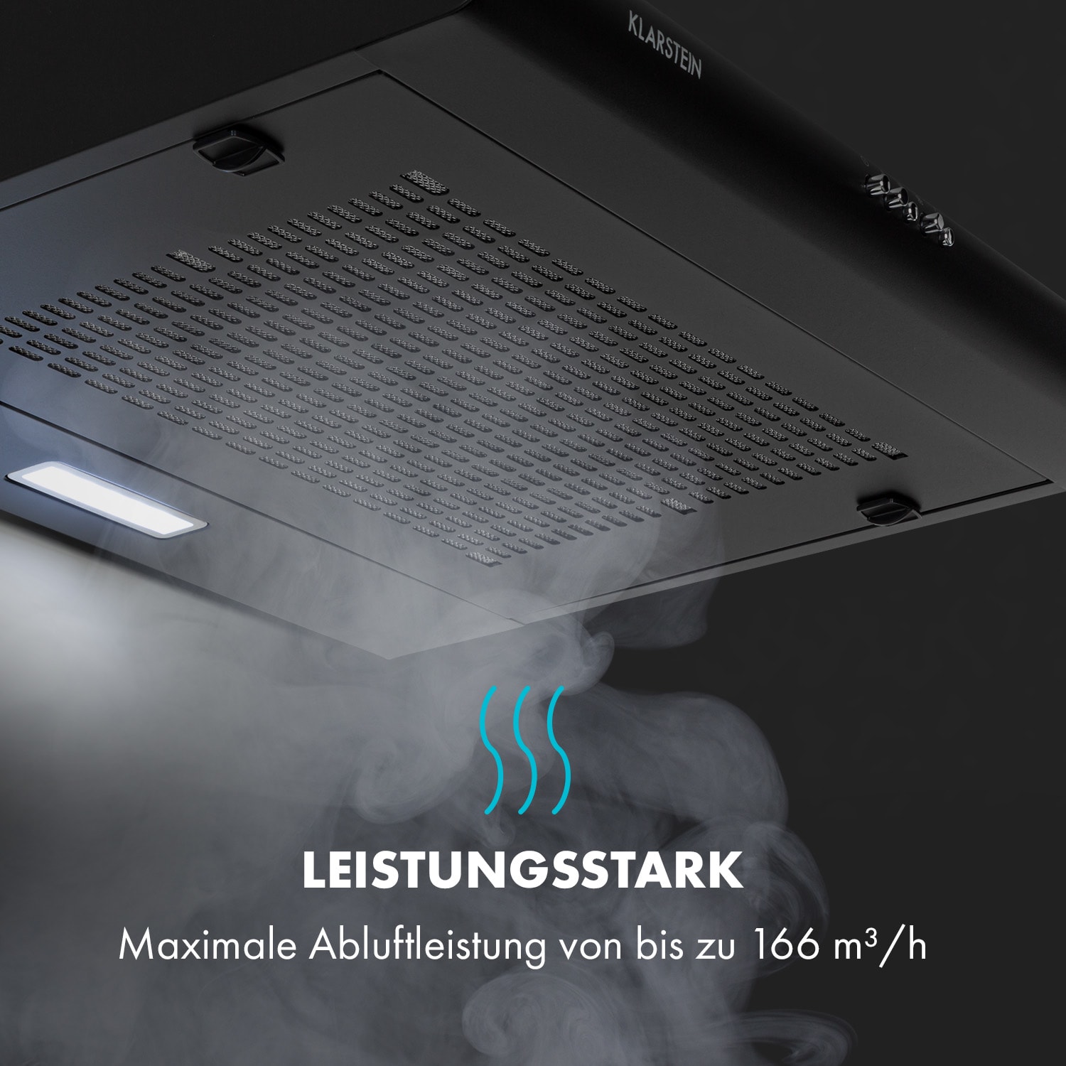 Capannina Unterbau-Abzugshaube 60cm 166m³/h LED Edelstahl schwarz Druckknöpfe | Schwarz