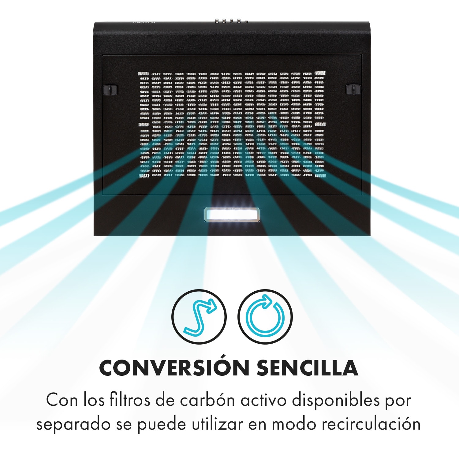 Capannina Campana extractora encastrable 60cm 166m³/h LED acero inoxidable color negro Botones | Negro