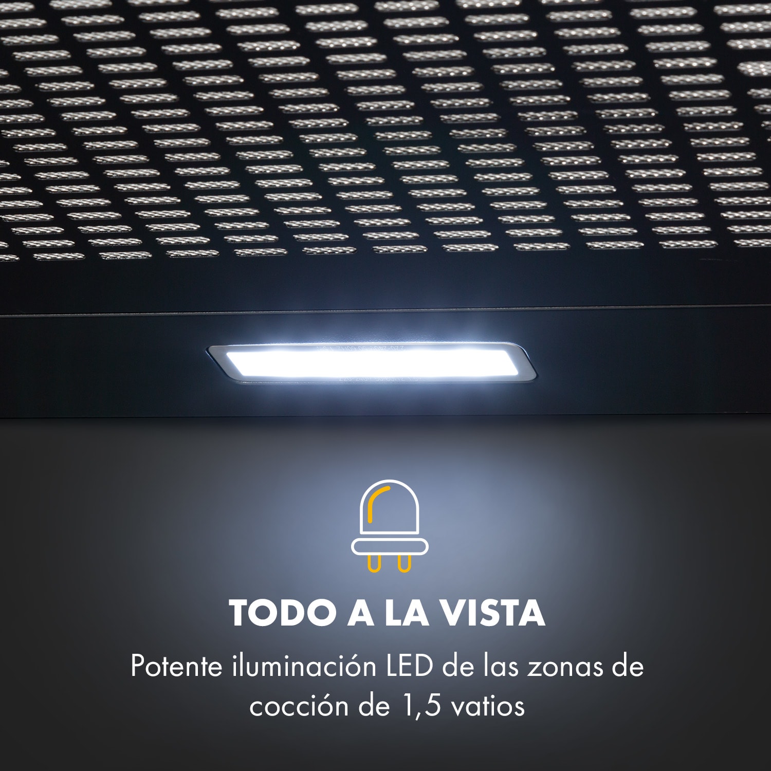 Capannina Campana extractora encastrable 60cm 166m³/h LED acero inoxidable color negro Botones | Negro