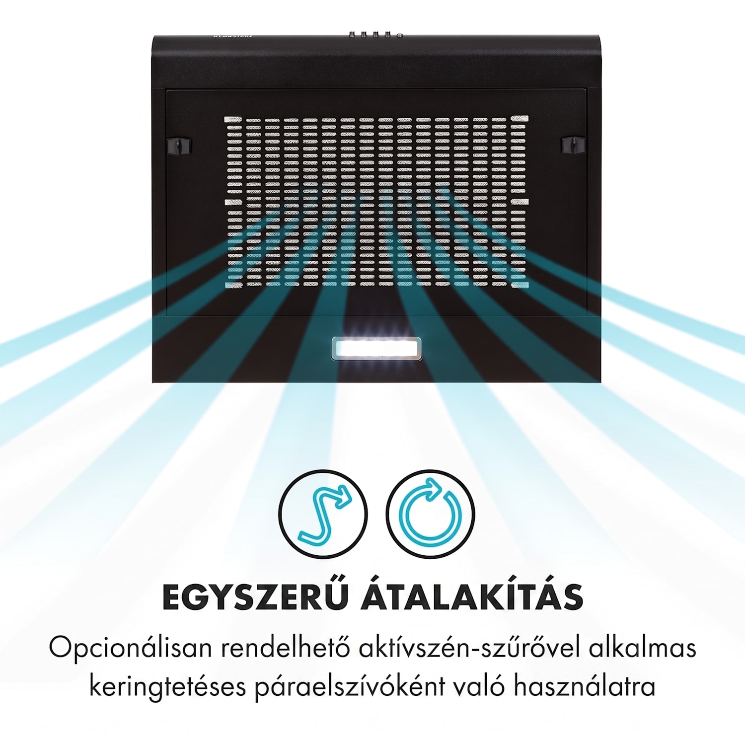 Capannina, szekrény alá beépíthető páraelszívó, 60 cm, 166 m³/ó, LED, nemesacél, fekete Buttons | Fekete