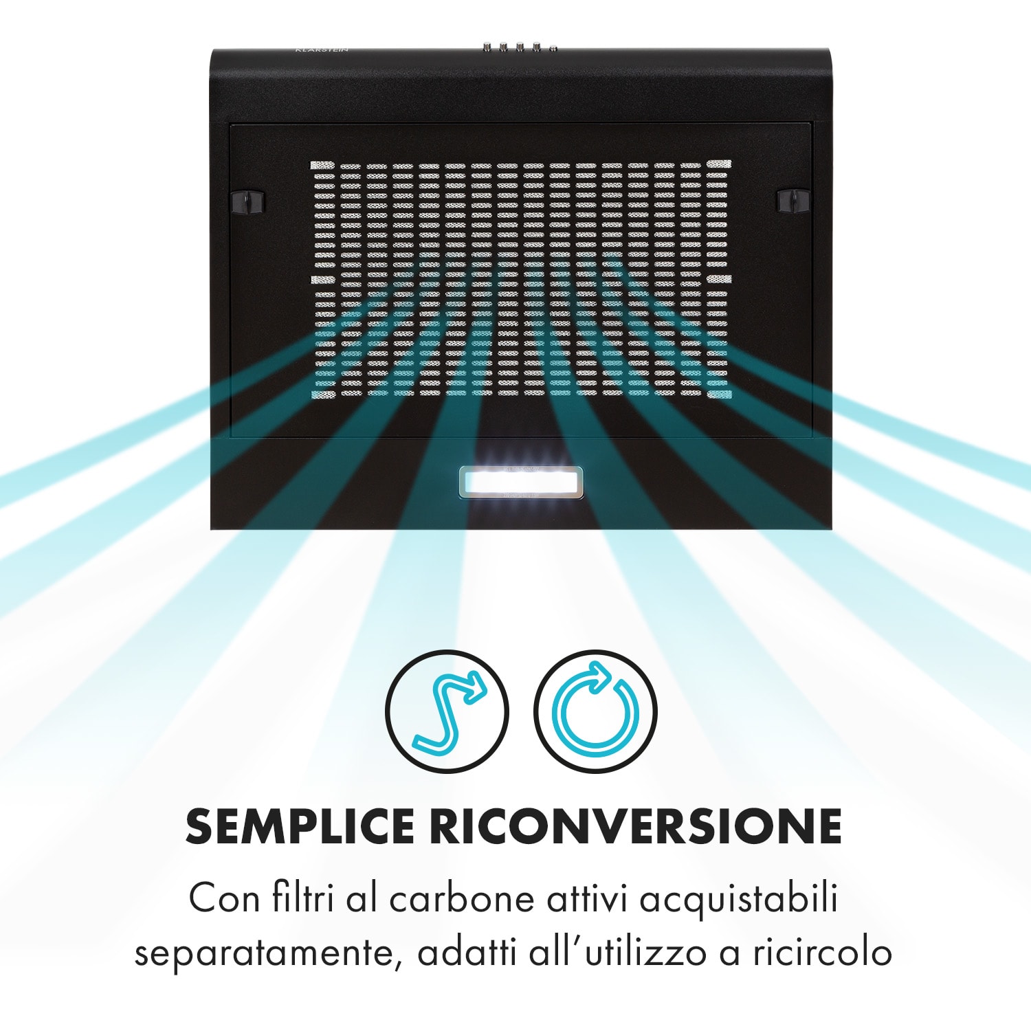 Capannina Cappa Sottopensile 60cm 166m³/h LED Acciaio Inox nero Pulsanti | Nero