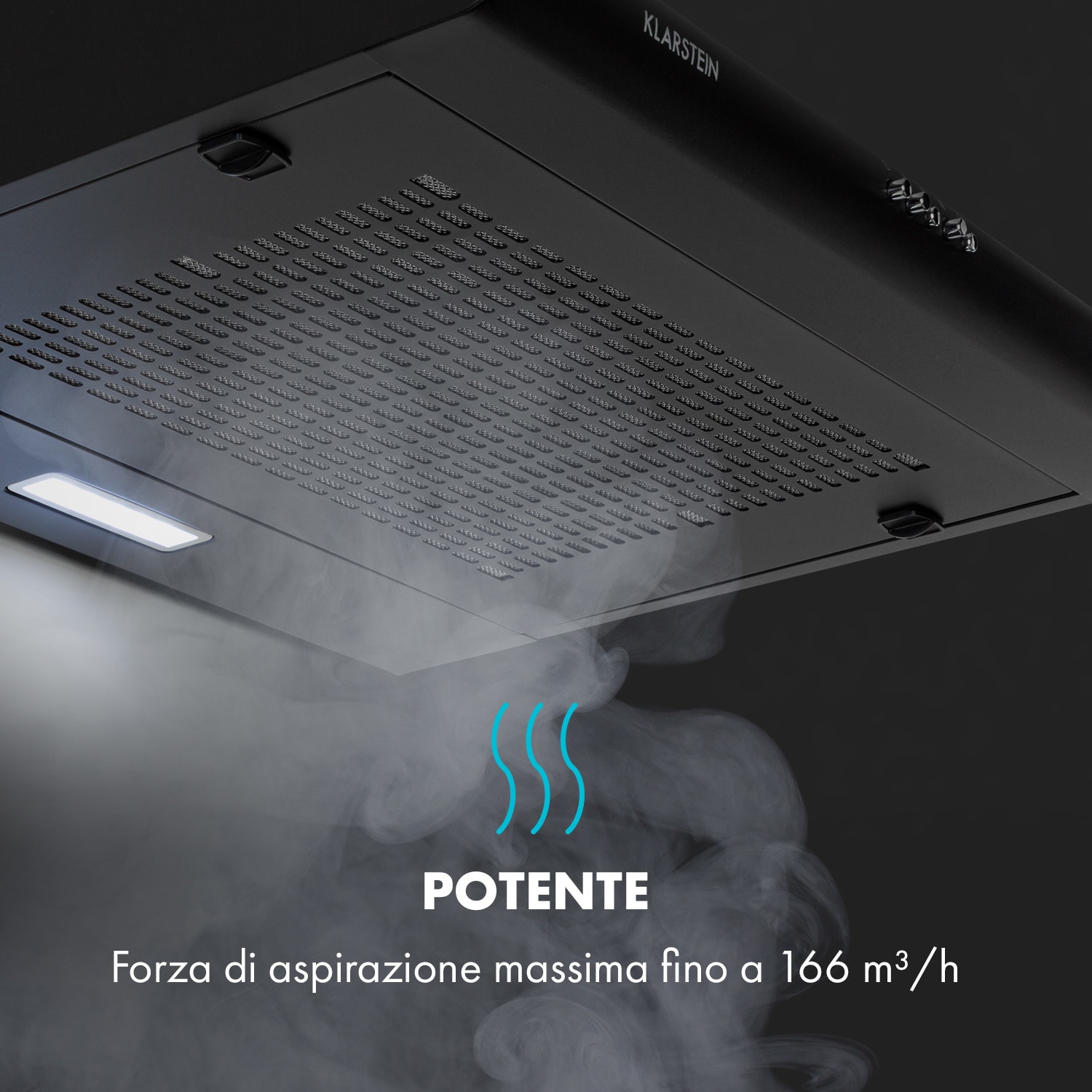 Capannina Cappa Sottopensile 60cm 166m³/h LED Acciaio Inox nero Pulsanti | Nero