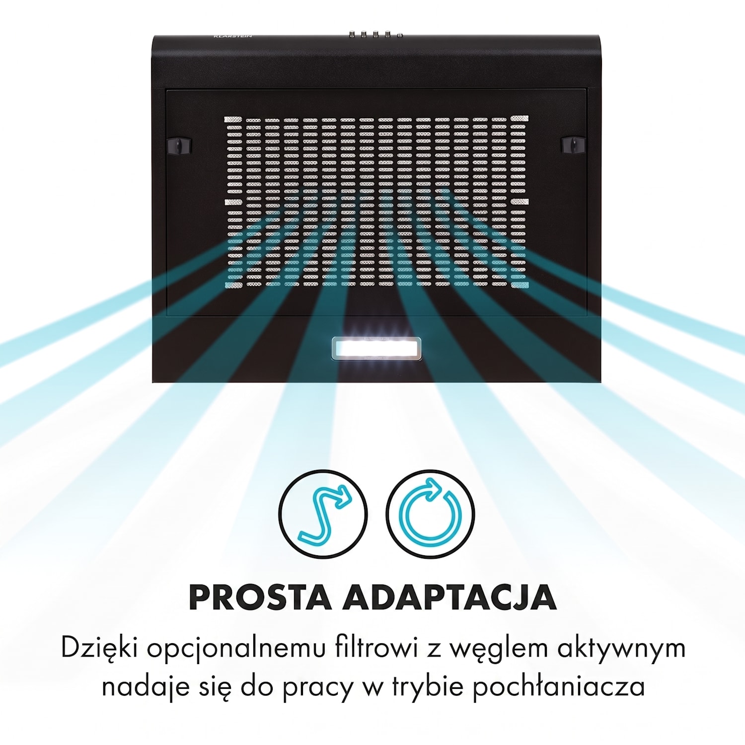 Capannina, okap kuchenny podszafkowy, 60 cm, 166 m³/h, LED, stal szlachetna, kolor czarny Buttons | Czarny