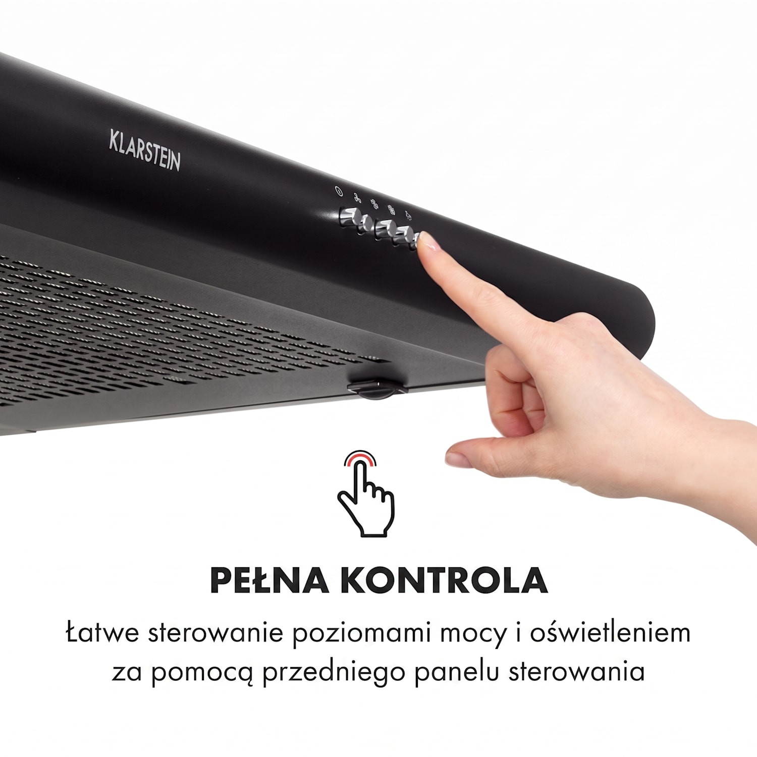Capannina, okap kuchenny podszafkowy, 60 cm, 166 m³/h, LED, stal szlachetna, kolor czarny Buttons | Czarny