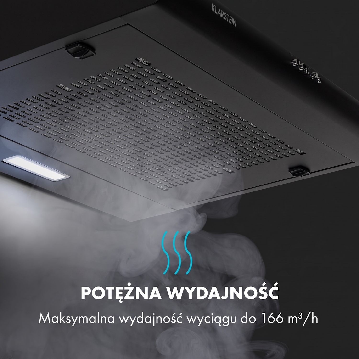 Capannina, okap kuchenny podszafkowy, 60 cm, 166 m³/h, LED, stal szlachetna, kolor czarny Buttons | Czarny