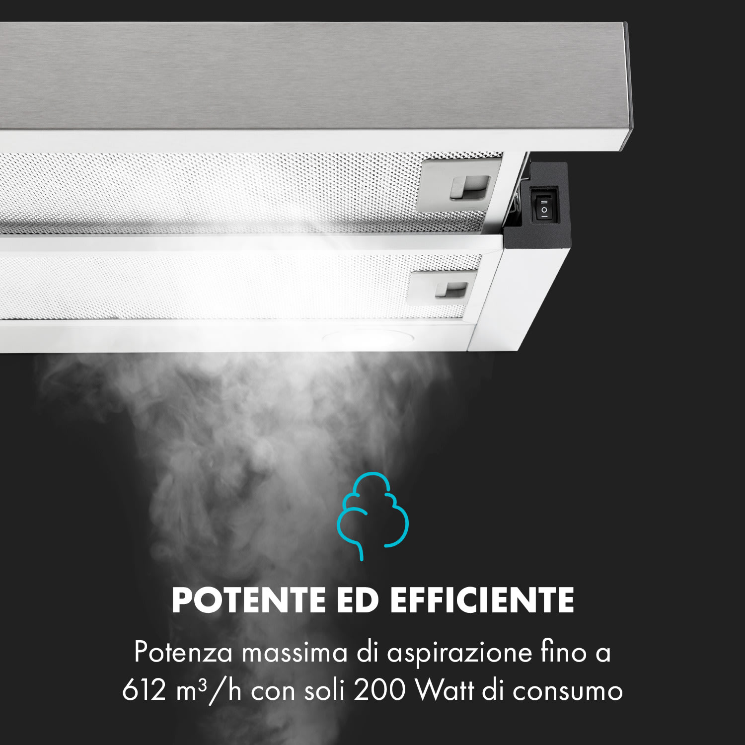 Viola Cappa Aspirante Acciaio Inox 59,6 cm 612m³/h Classe A argento 