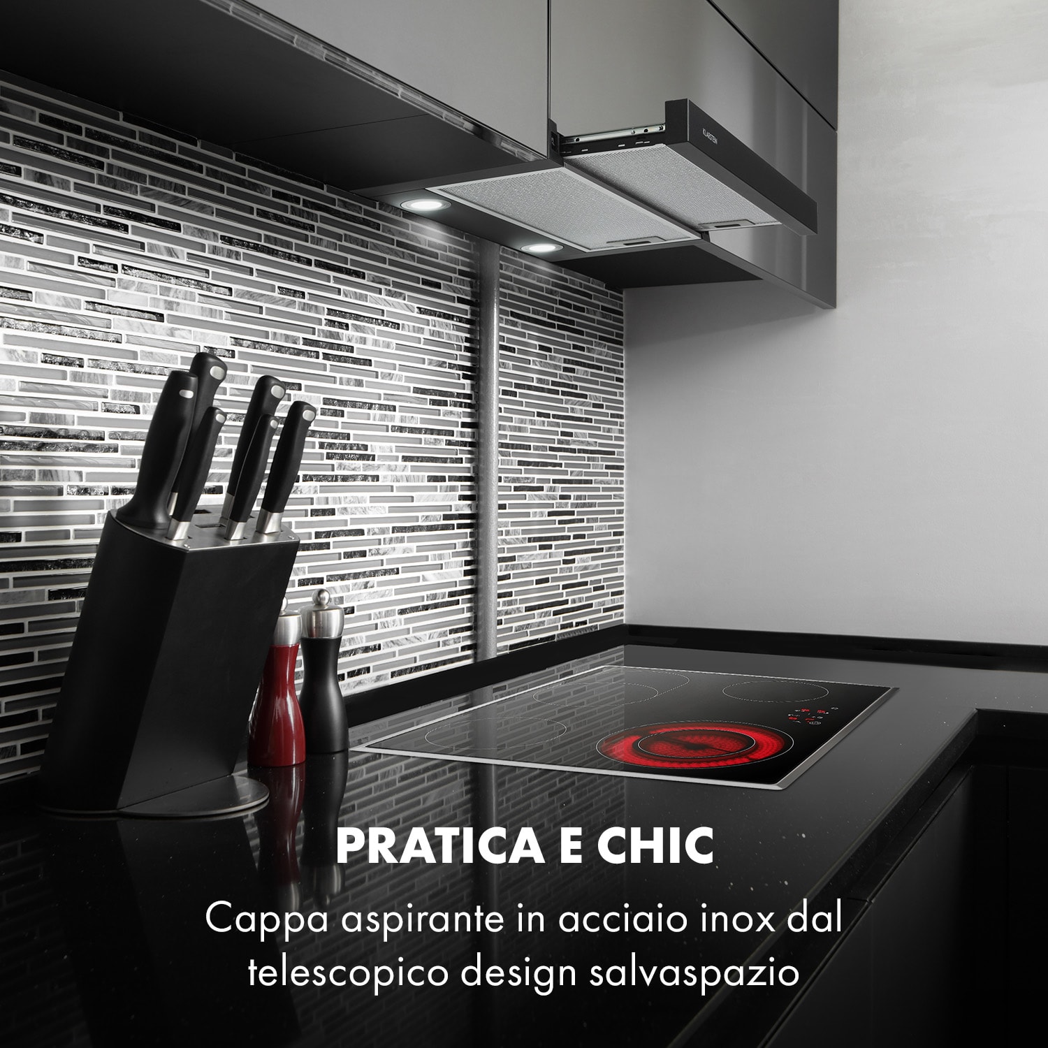 Viola Cappa Aspirante Acciaio Inox 59,6 cm 612m³/h Classe A nero Nero