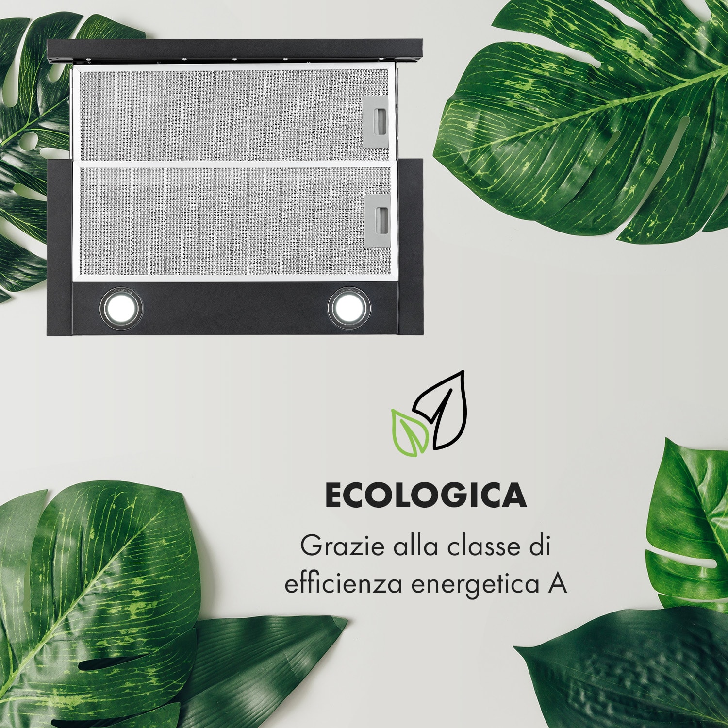Viola Cappa Aspirante Acciaio Inox 59,6 cm 612m³/h Classe A nero Nero