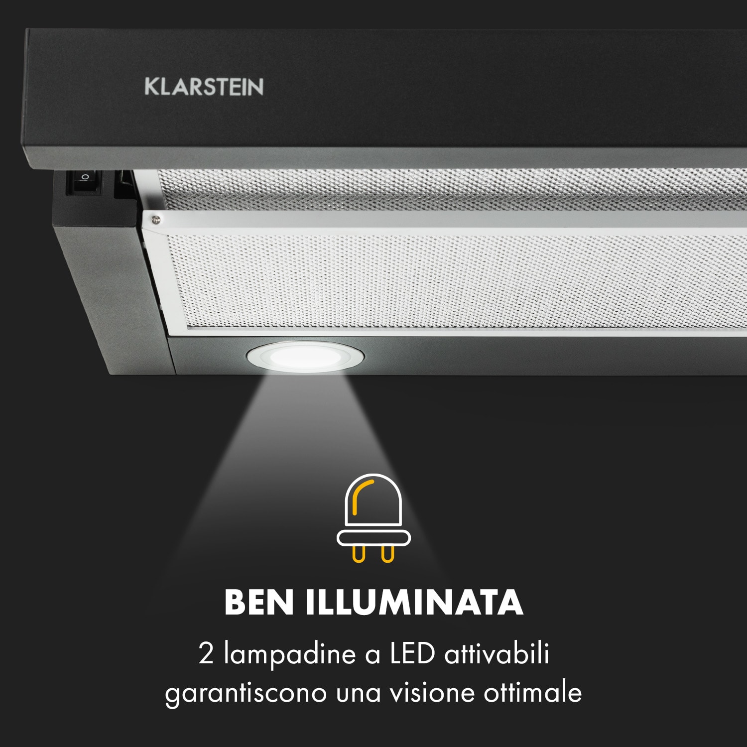 Viola Cappa Aspirante Acciaio Inox 59,6 cm 612m³/h Classe A nero Nero