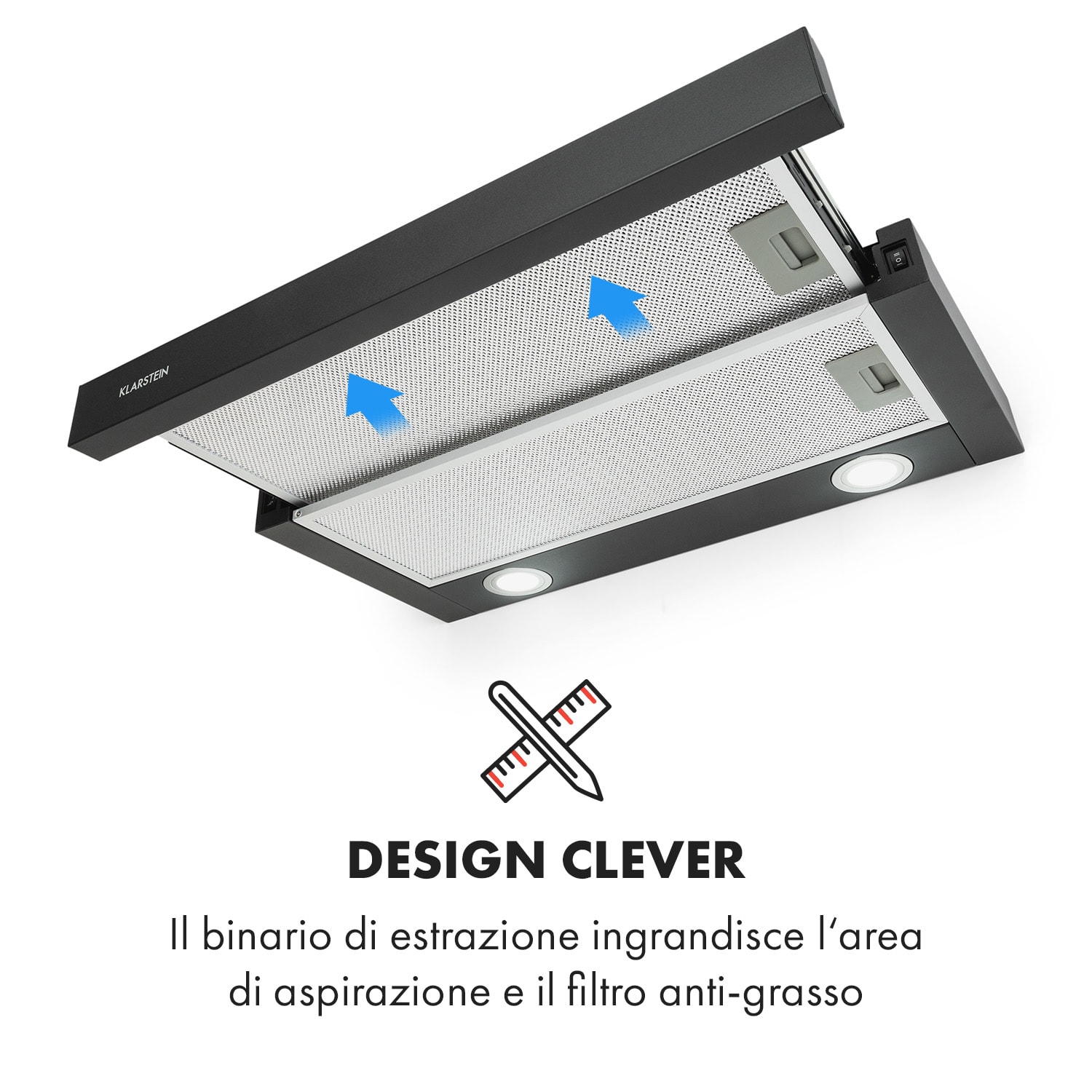 Viola Cappa Aspirante Acciaio Inox 59,6 cm 612m³/h Classe A nero Nero