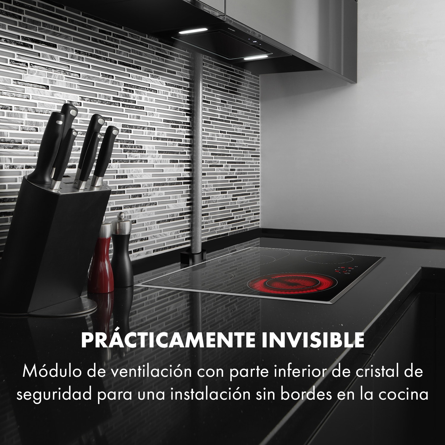 Hektor Eco Campana extractora de 52 cm 566 m³/h Táctil Vidrio Negra Negro