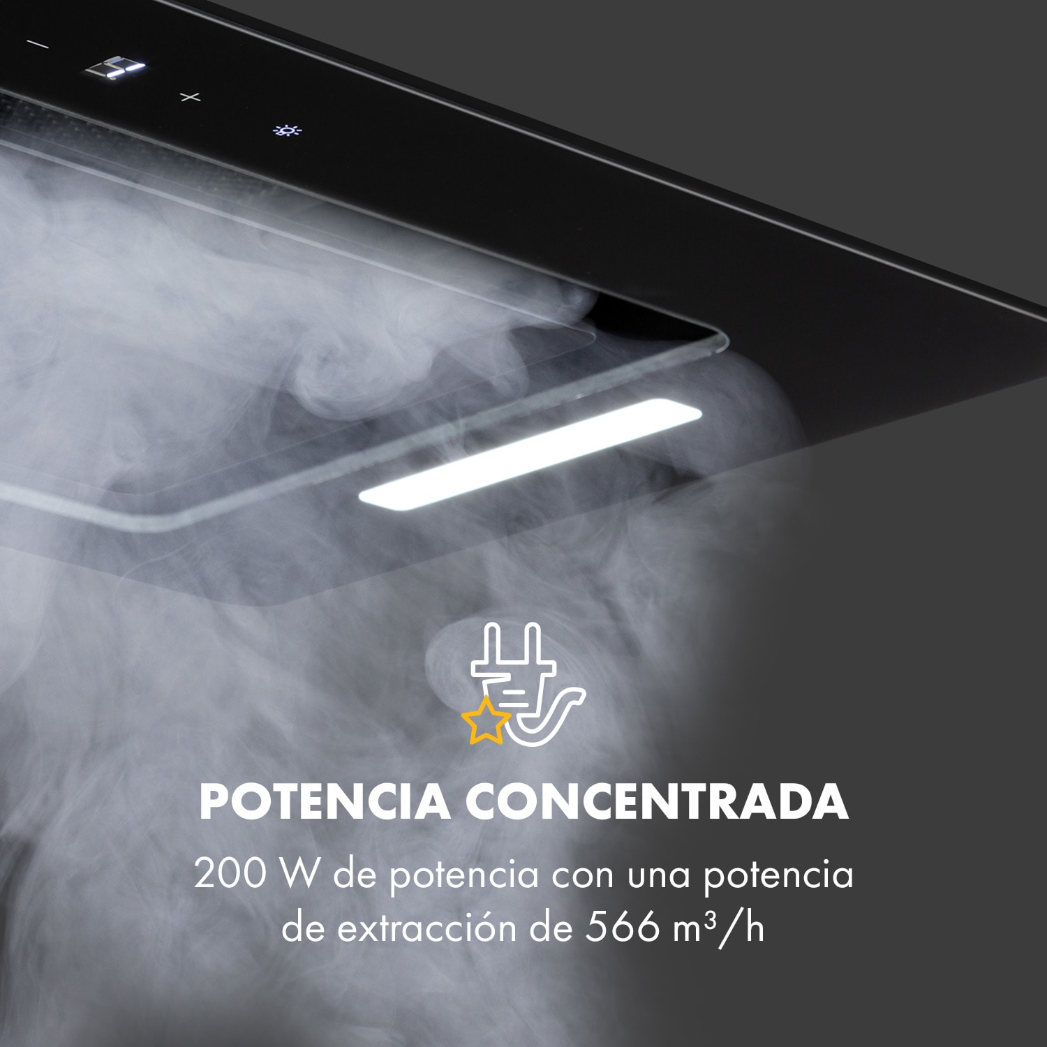 Hektor Eco Campana extractora de 52 cm 566 m³/h Táctil Vidrio Negra Negro