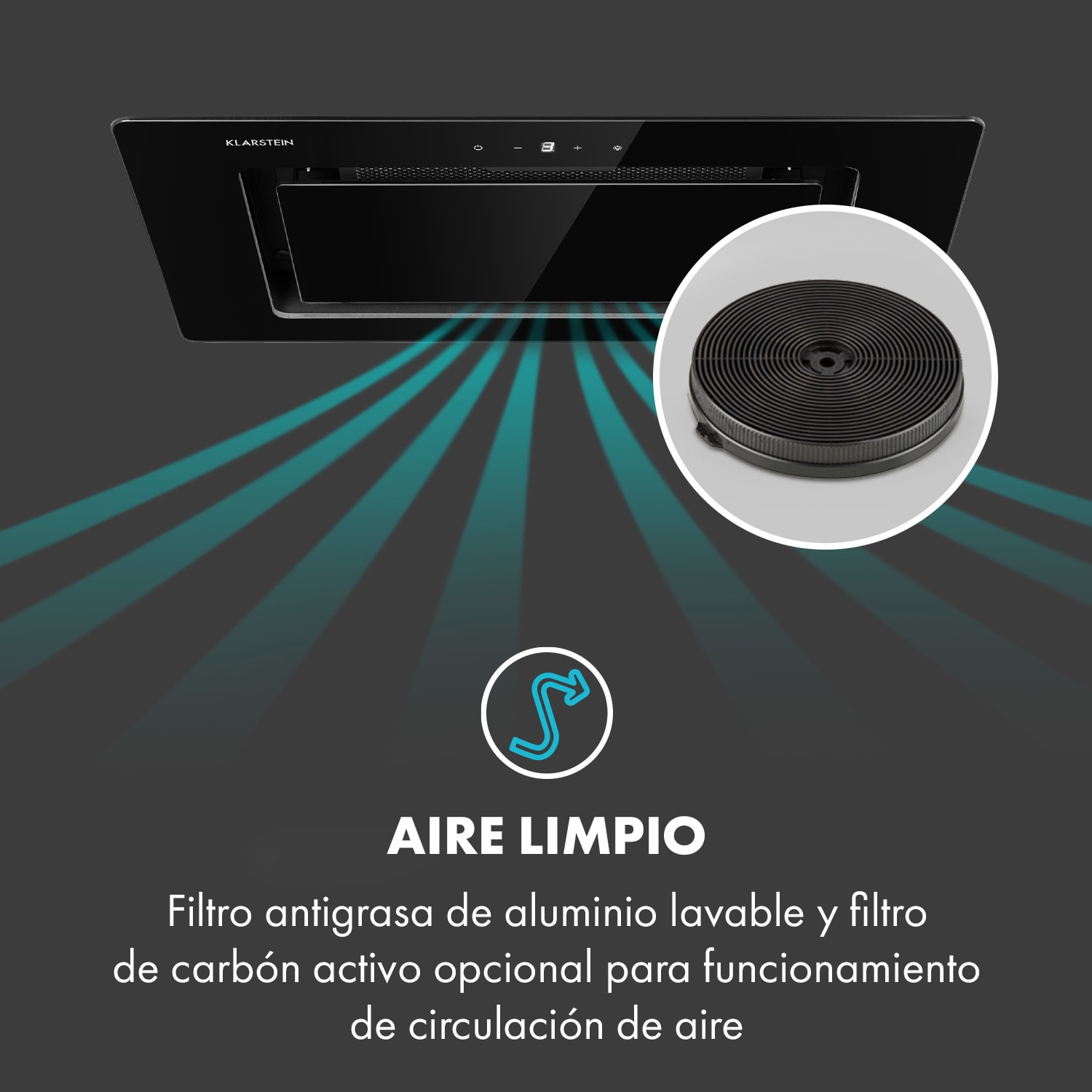 Hektor Eco Campana extractora de 52 cm 566 m³/h Táctil Vidrio Negra Negro
