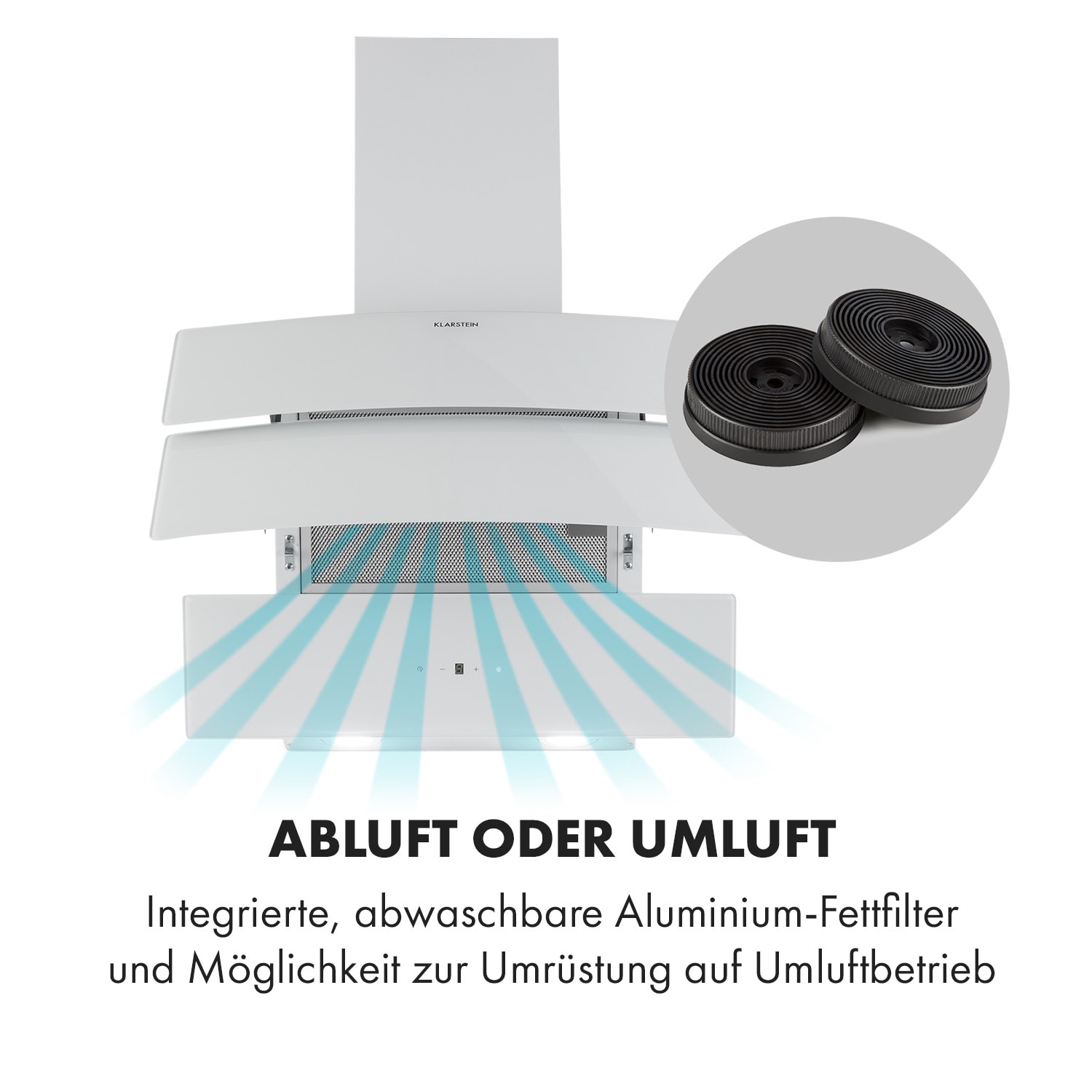 Antonia Hotte aspirante 60cm 350m³ / h panneau tactile Classe B verre 