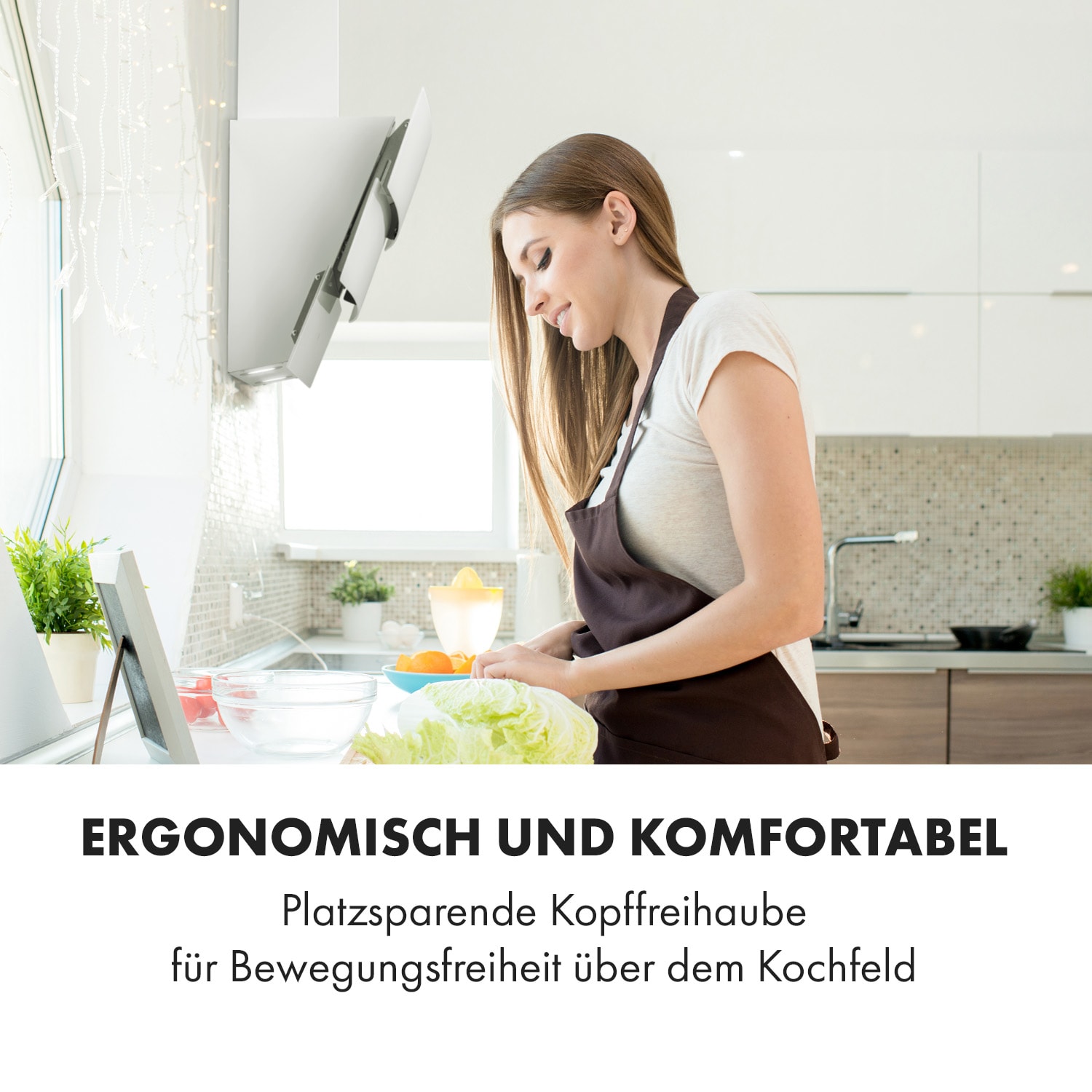 Antonia Hotte aspirante 60cm 350m³ / h panneau tactile Classe B verre 